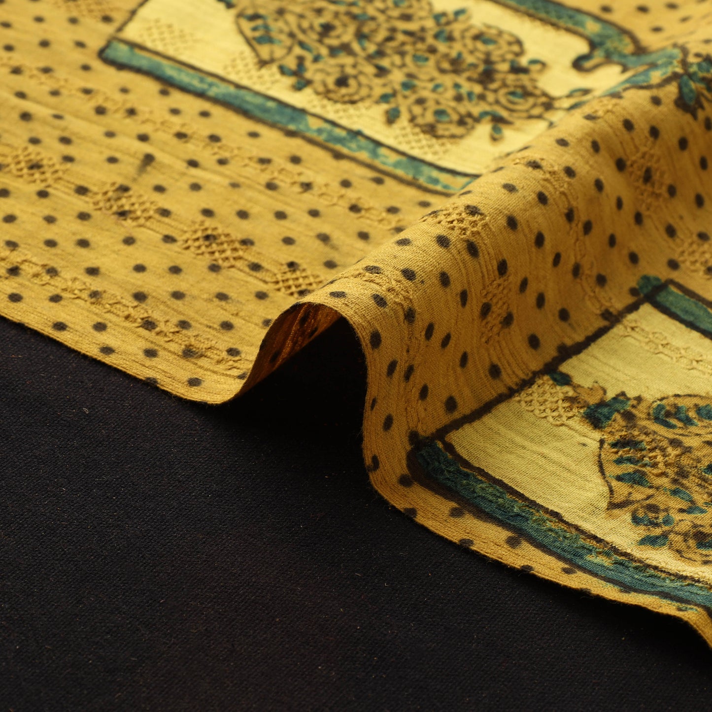Hakoba Hand Block Ajrakh Print Natural Dyed Cotton Fabric 110