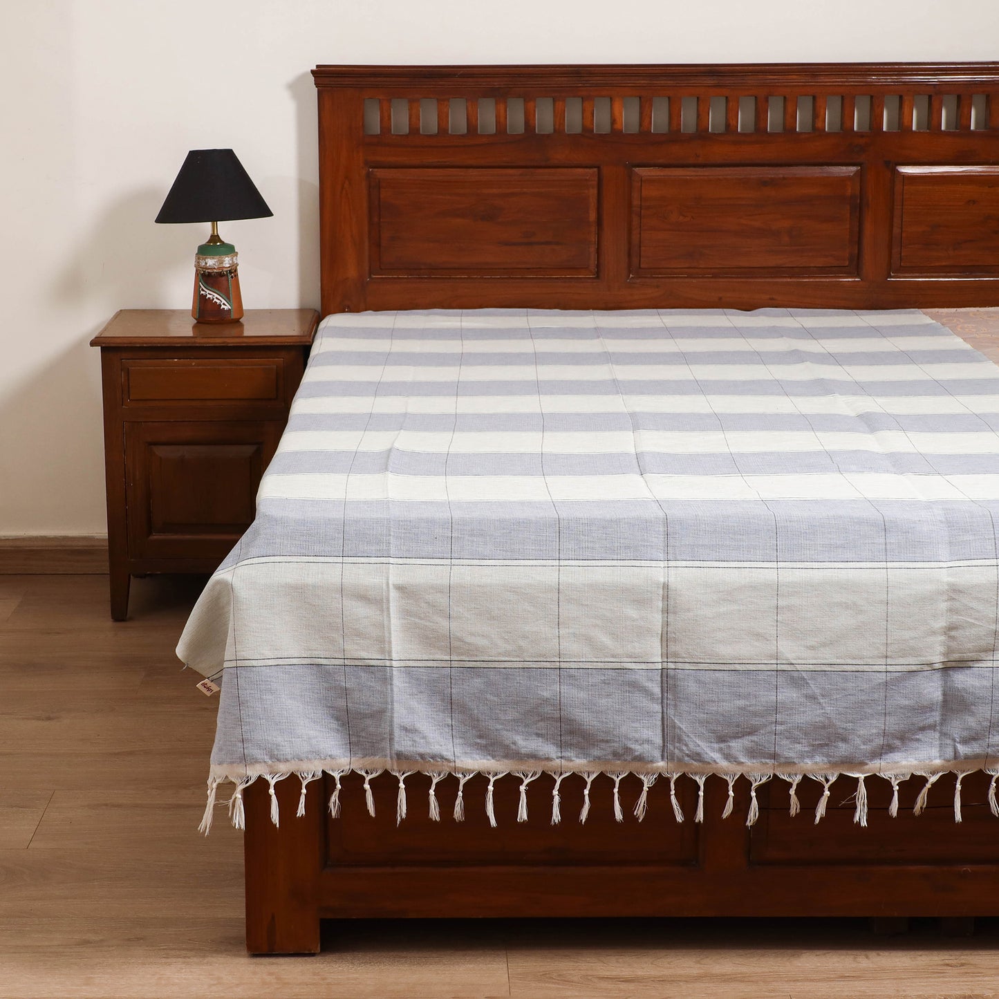 Handloom Cotton Single Bedsheet (90 x 60 in) 245