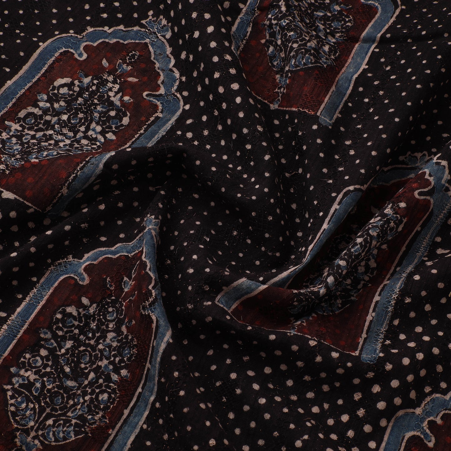 Hakoba Hand Block Ajrakh Print Natural Dyed Cotton Fabric 117