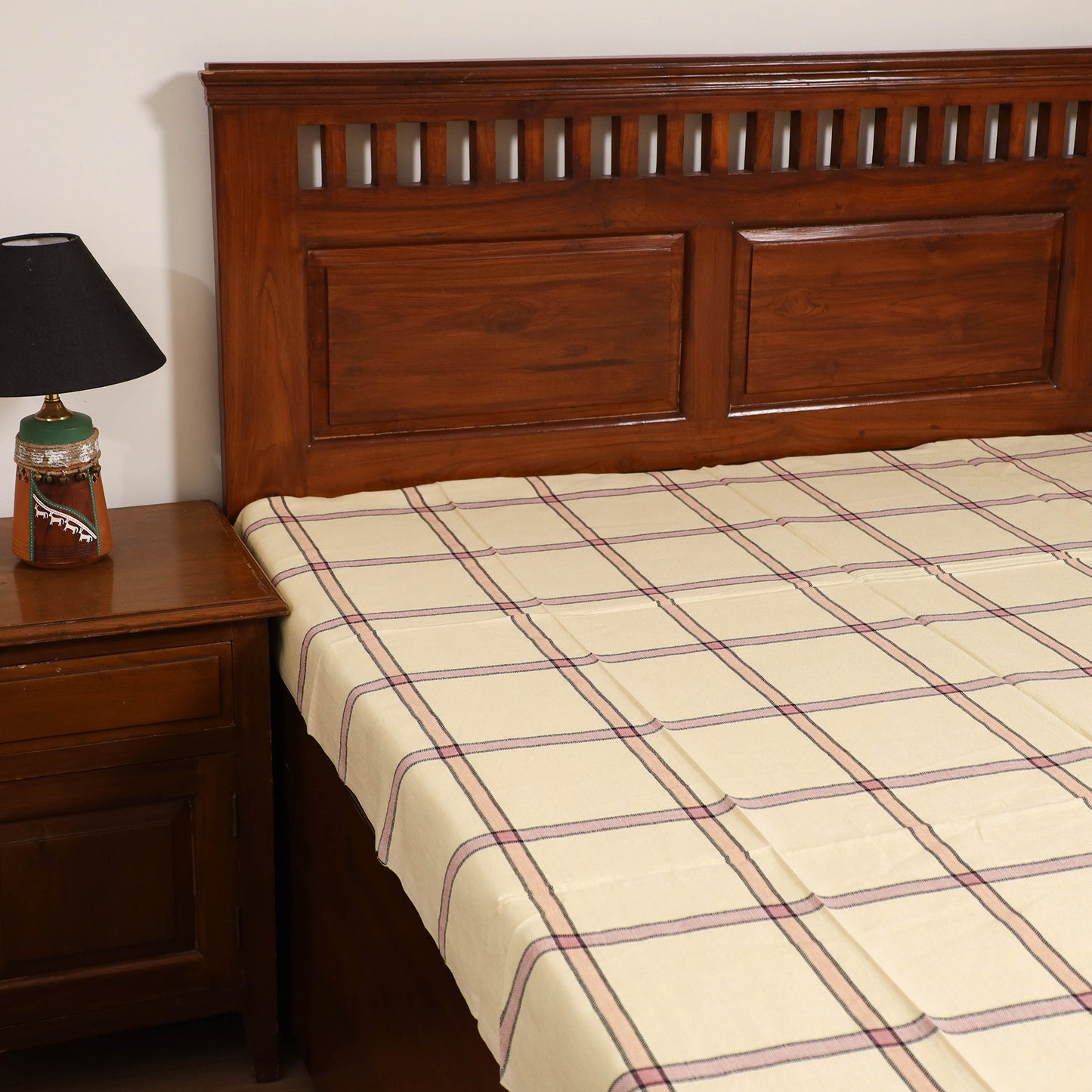 Handloom Cotton Single Bedsheet (90 x 60 in) 252