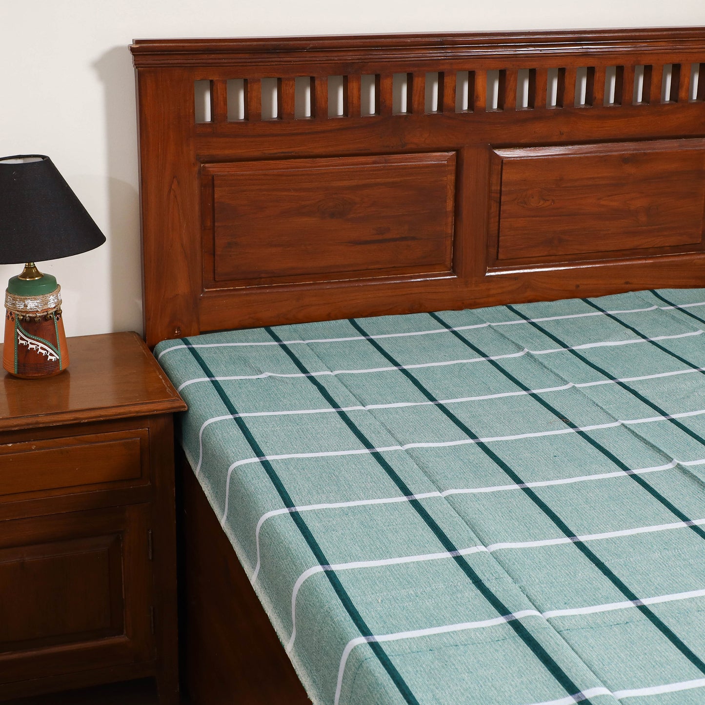 Handloom Cotton Single Bedsheet (90 x 60 in) 255