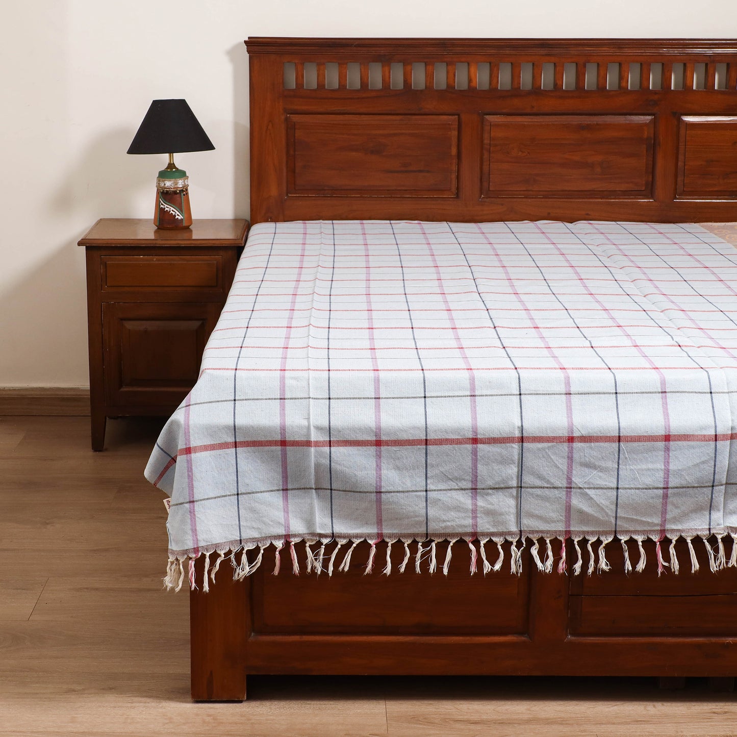 Handloom Cotton Single Bedsheet (90 x 60 in) 258