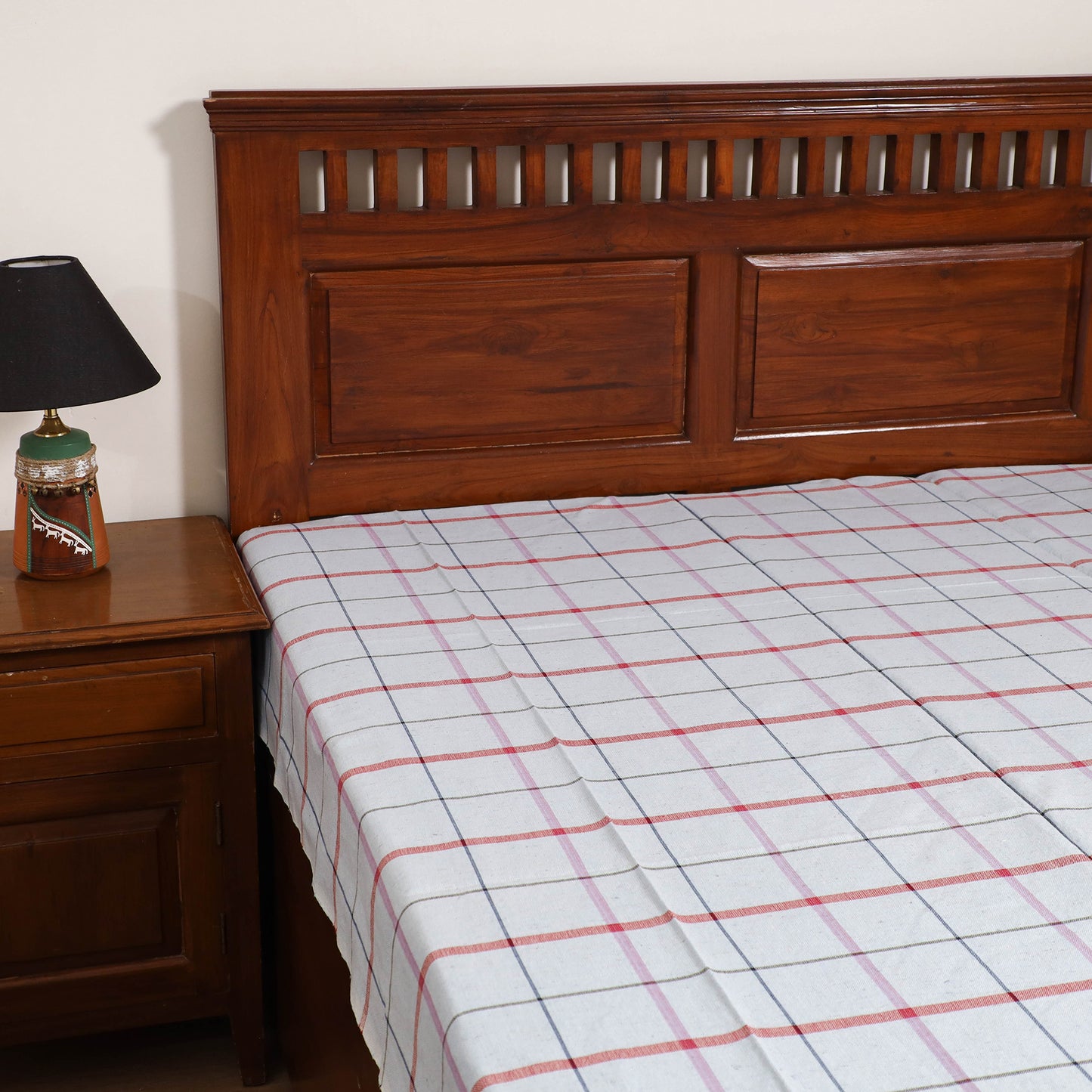 Handloom Cotton Single Bedsheet (90 x 60 in) 258