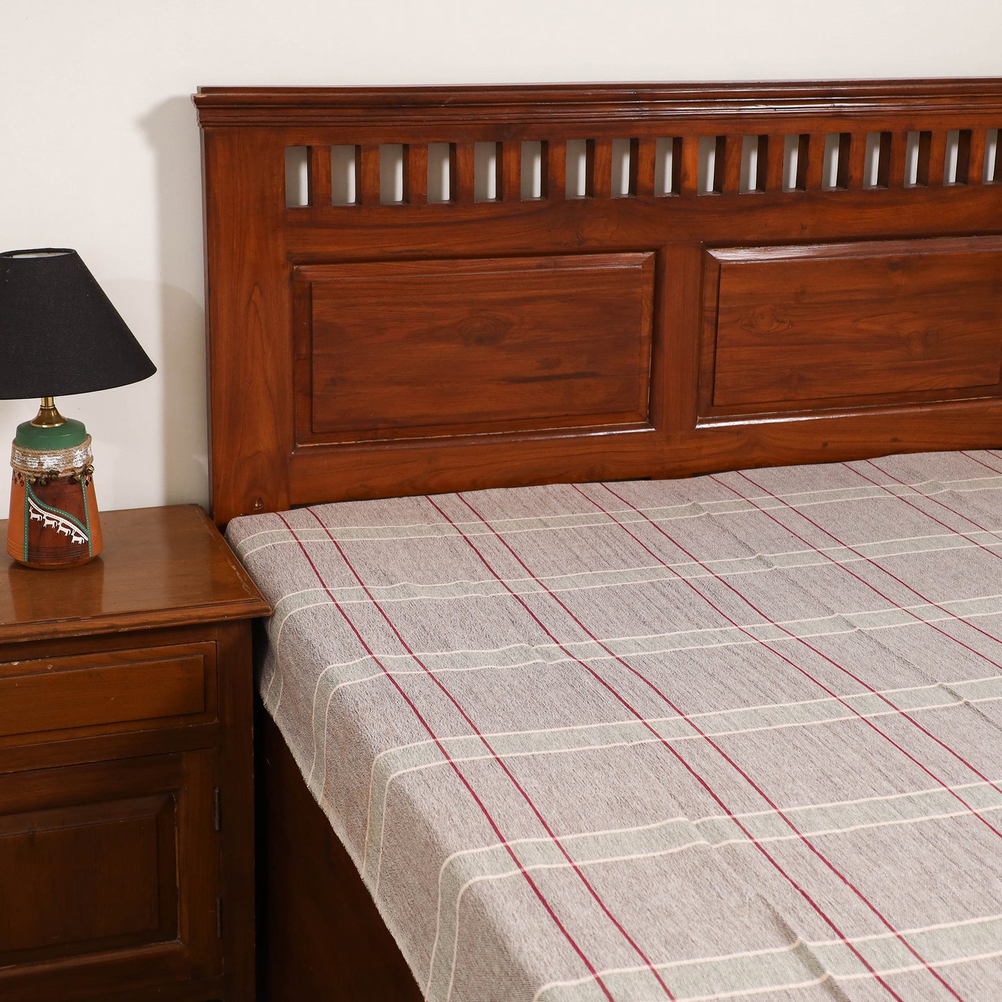 Handloom Cotton Single Bedsheet (90 x 60 in) 273