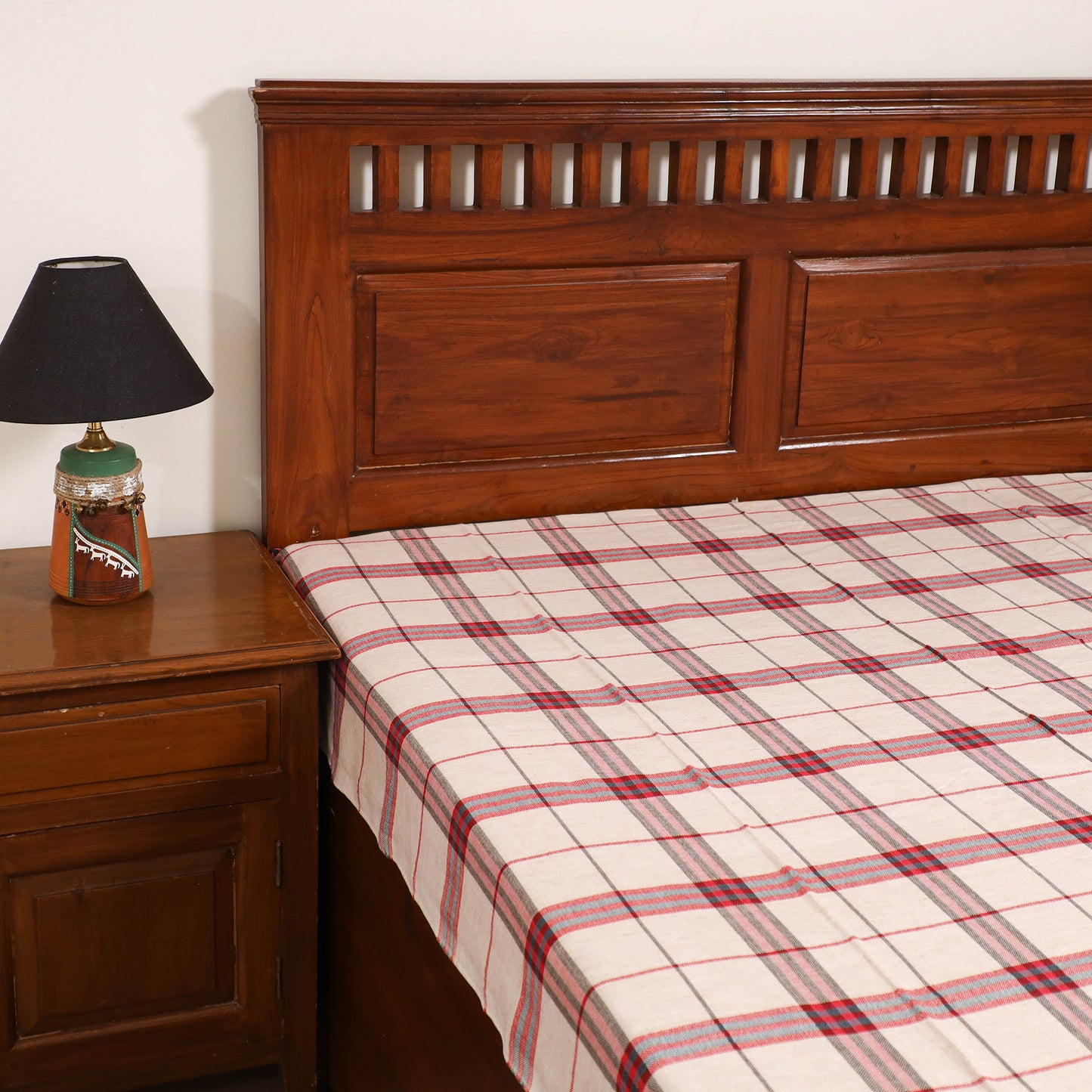 Handloom Cotton Single Bedsheet (90 x 60 in) 274