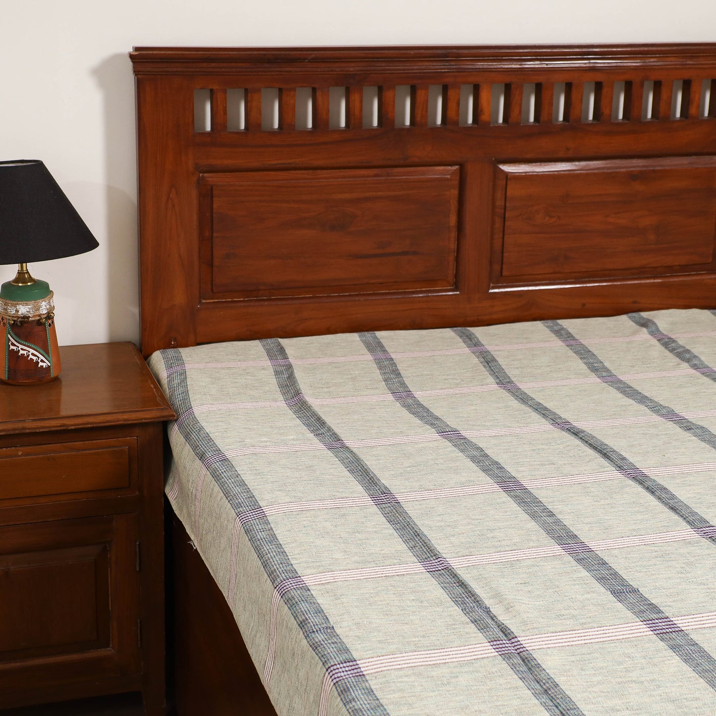 Handloom Cotton Single Bedsheet (90 x 60 in) 278