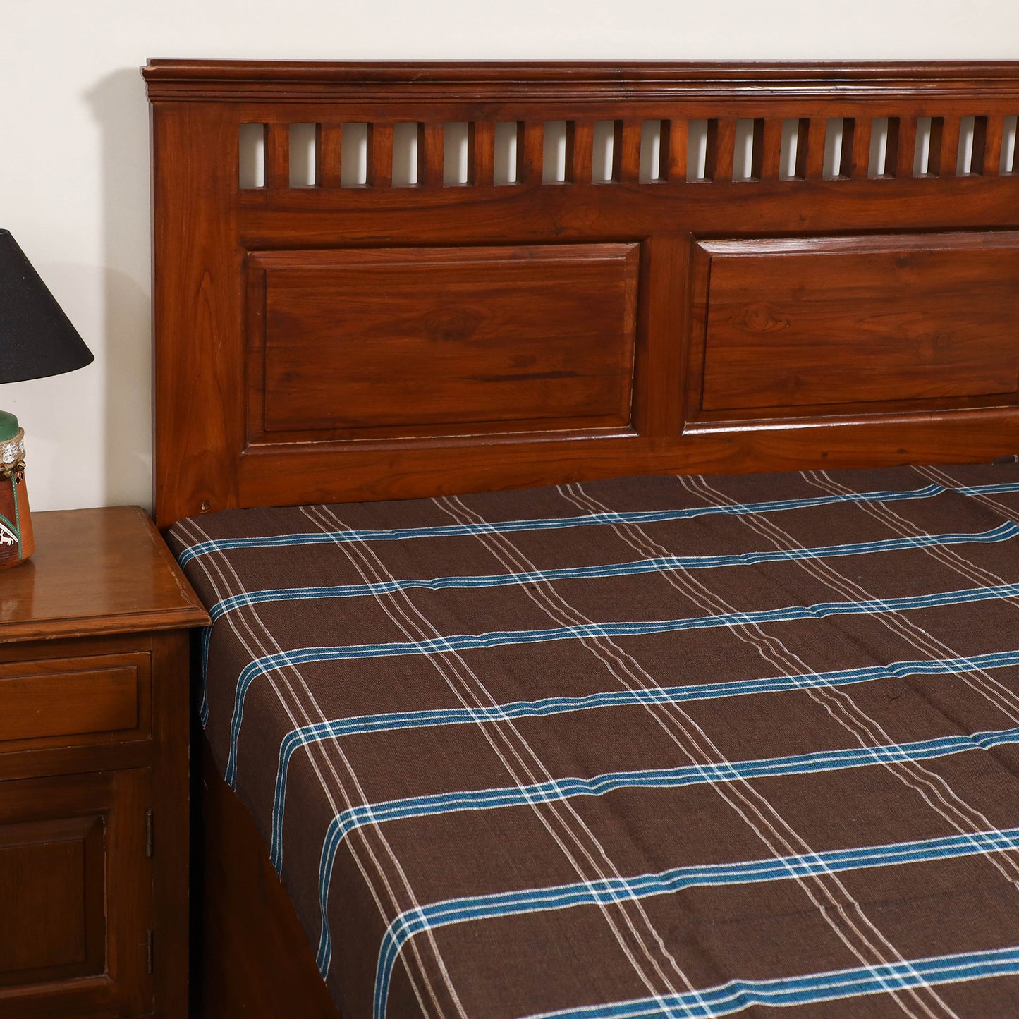 Handloom Cotton Single Bedsheet (90 x 60 in) 281