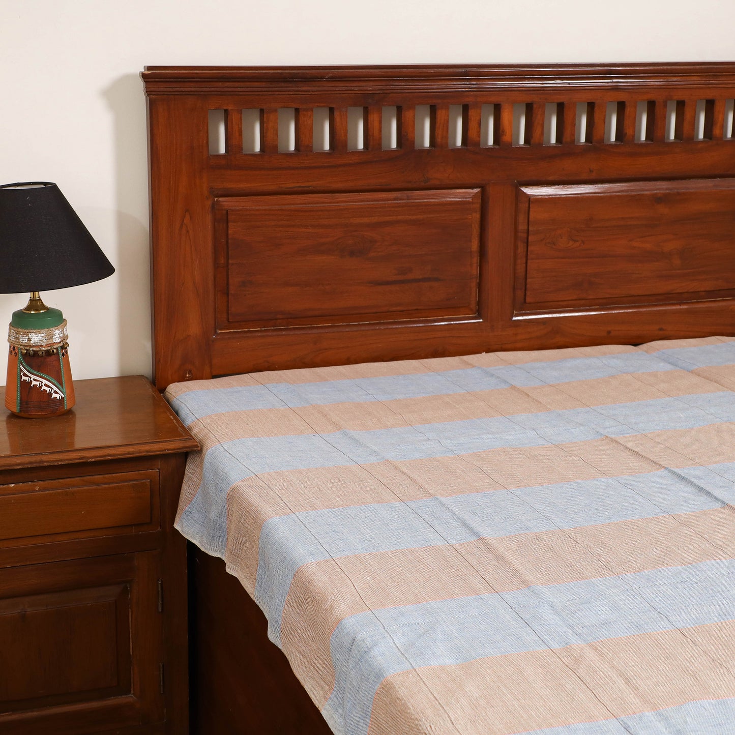 Handloom Cotton Single Bedsheet (90 x 60 in) 296