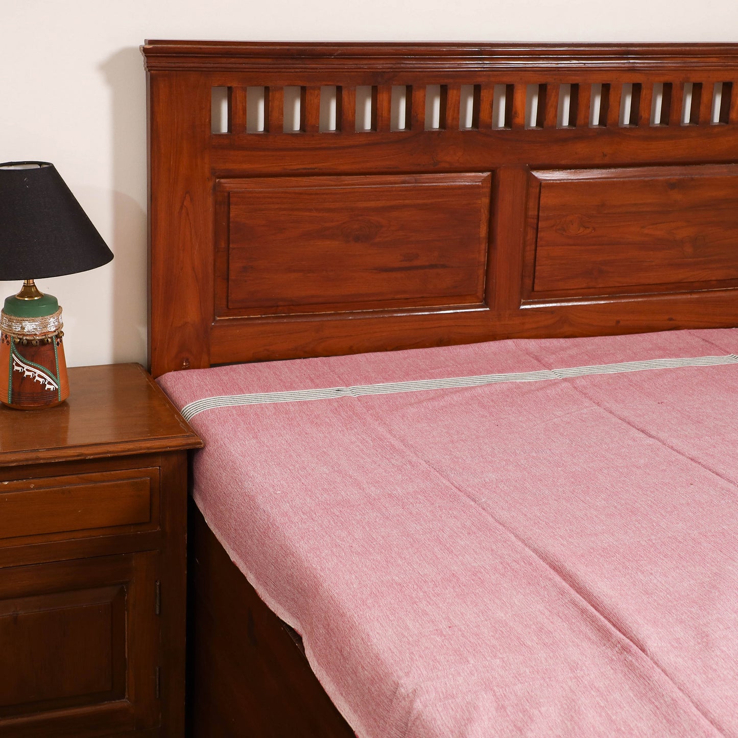 Handloom Cotton Single Bedsheet (90 x 60 in) 306