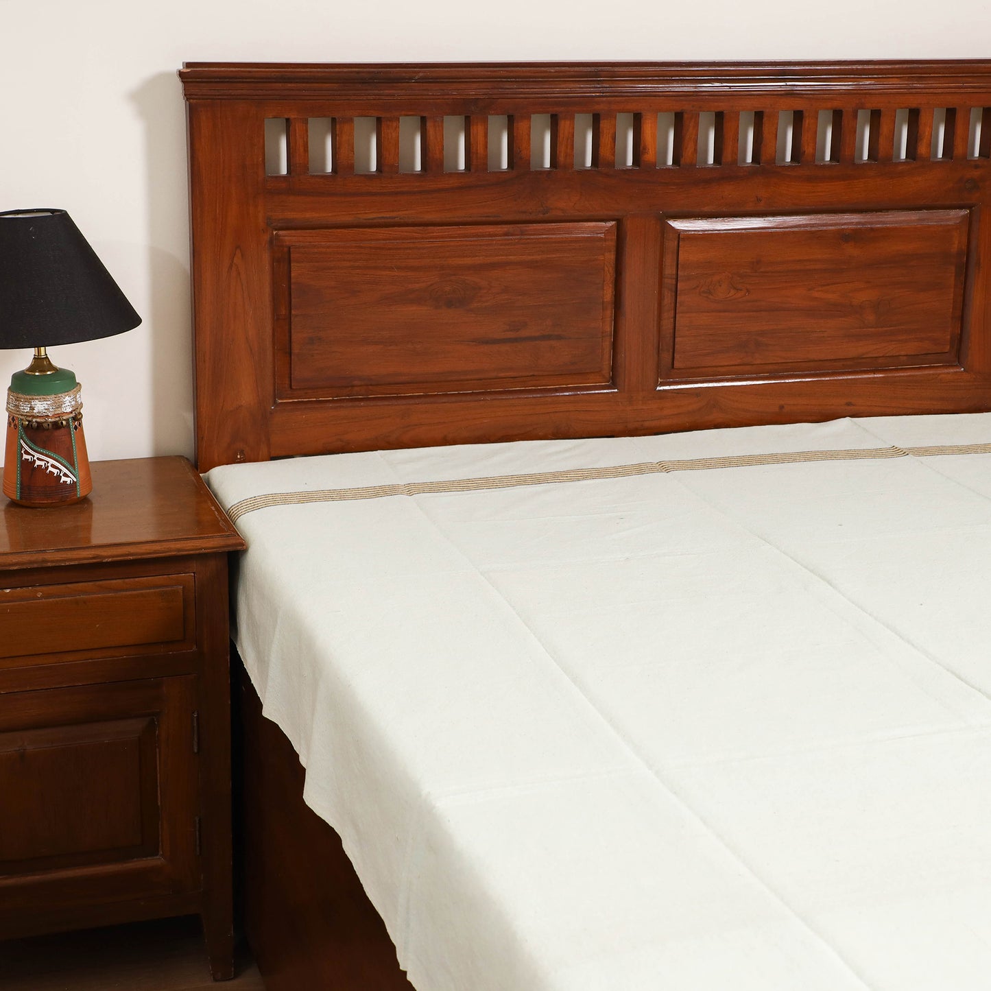 Handloom Cotton Single Bedsheet (90 x 60 in) 307