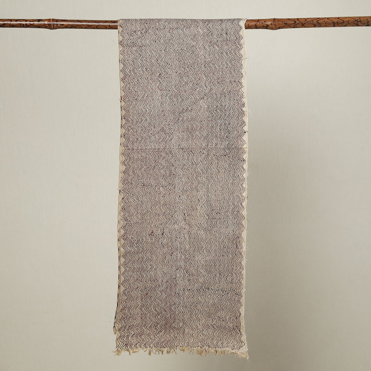 Grey - Bengal Kantha Hand Embroidery Munga Silk Handloom Stole 19