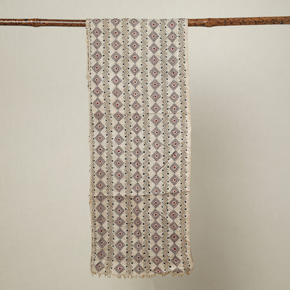 Multicolor - Bengal Kantha Hand Embroidery Munga Silk Handloom Stole 06