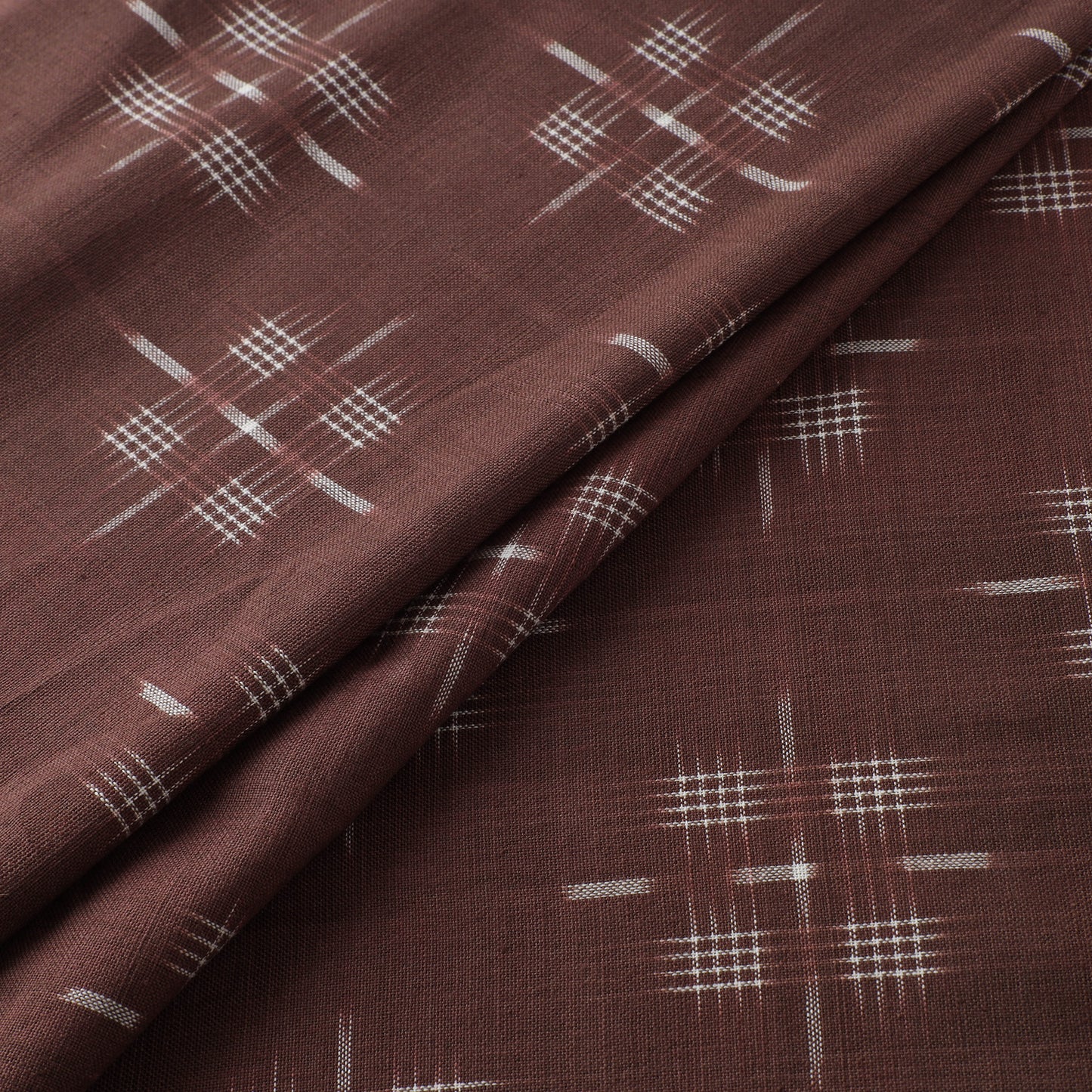 Brown - Pochampally Double Ikat Cotton Fabric 01