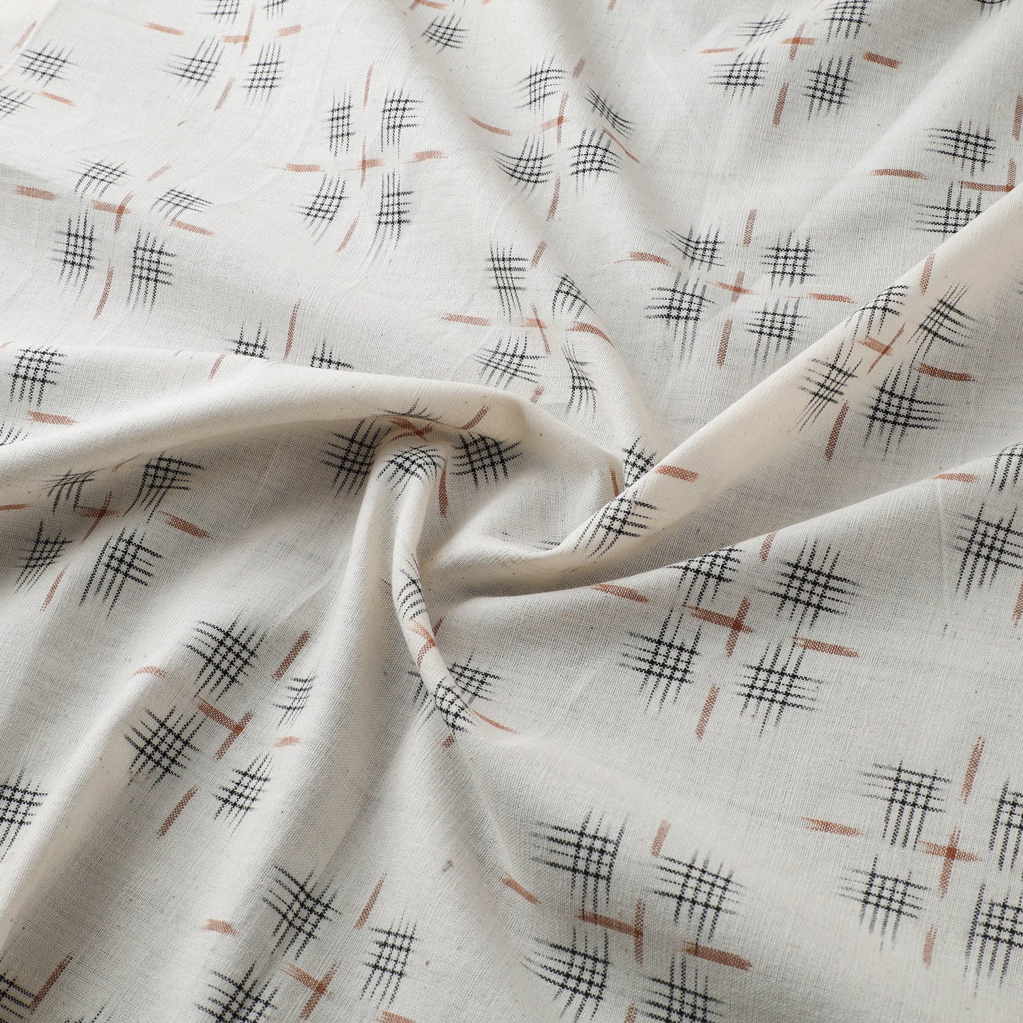 White - Pochampally Double Ikat Cotton Fabric 02