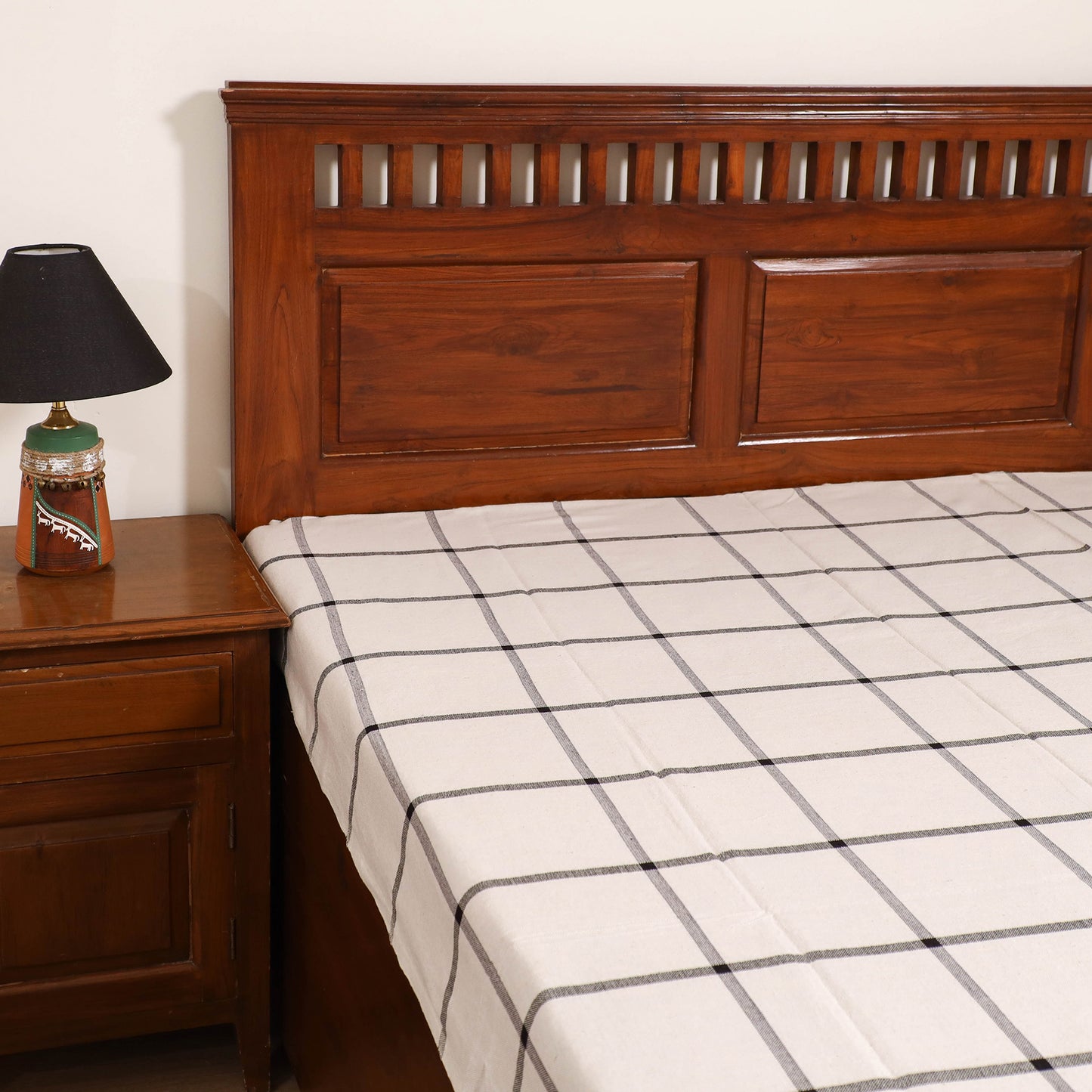 Handloom Cotton Single Bedsheet (90 x 60 in) 318