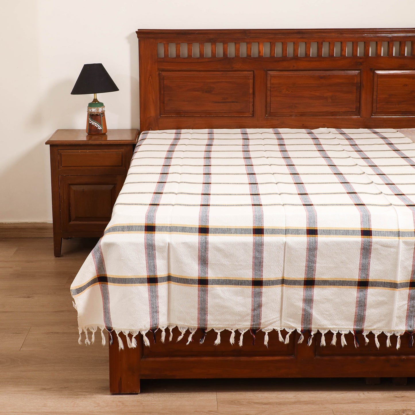 Handloom Cotton Single Bedsheet (90 x 60 in) 321