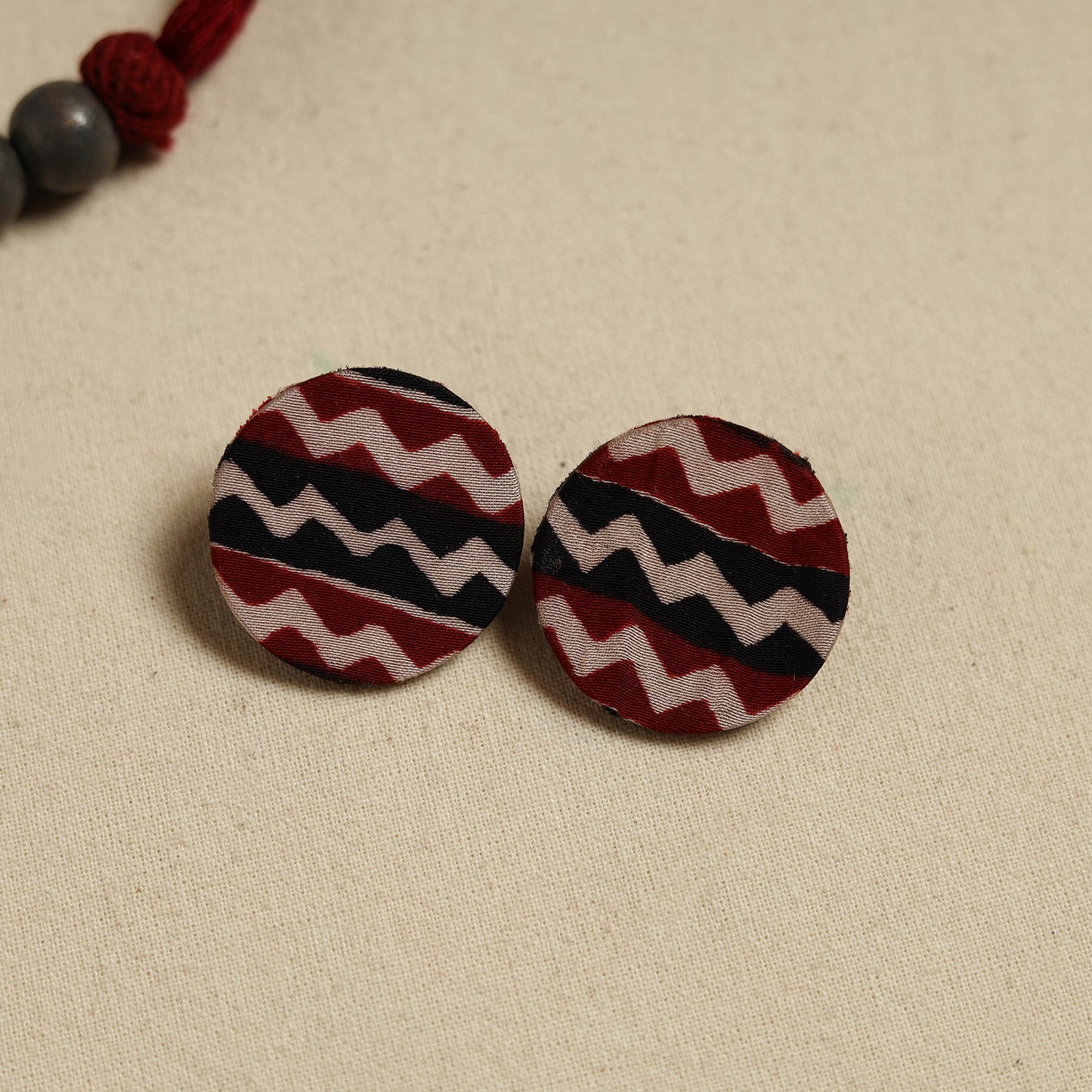 Handcrafted Wooden Beads Fabart Necklace Set 45