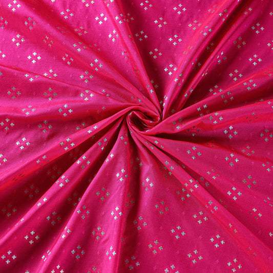 Pink - Banarasi Cutwork Zari Buti Silk Fabric
