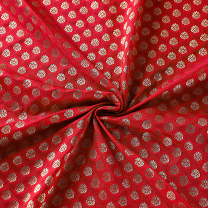 Red - Banarasi Cutwork Zari Buti Silk Fabric