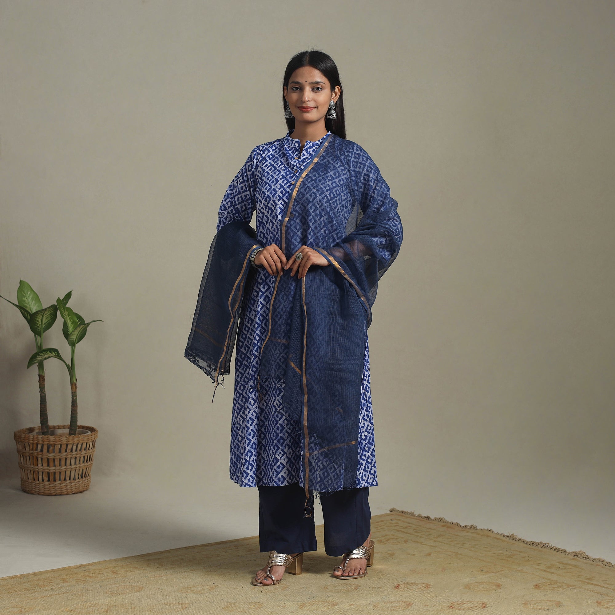 Brown - Cotton Hand Batik Print Suit Set 10