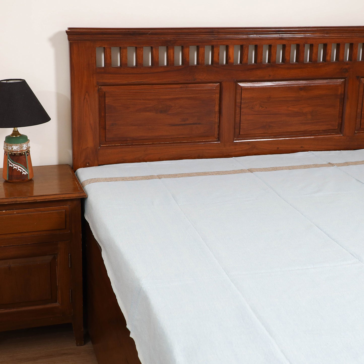 Handloom Cotton Single Bedsheet (90 x 60 in) 335
