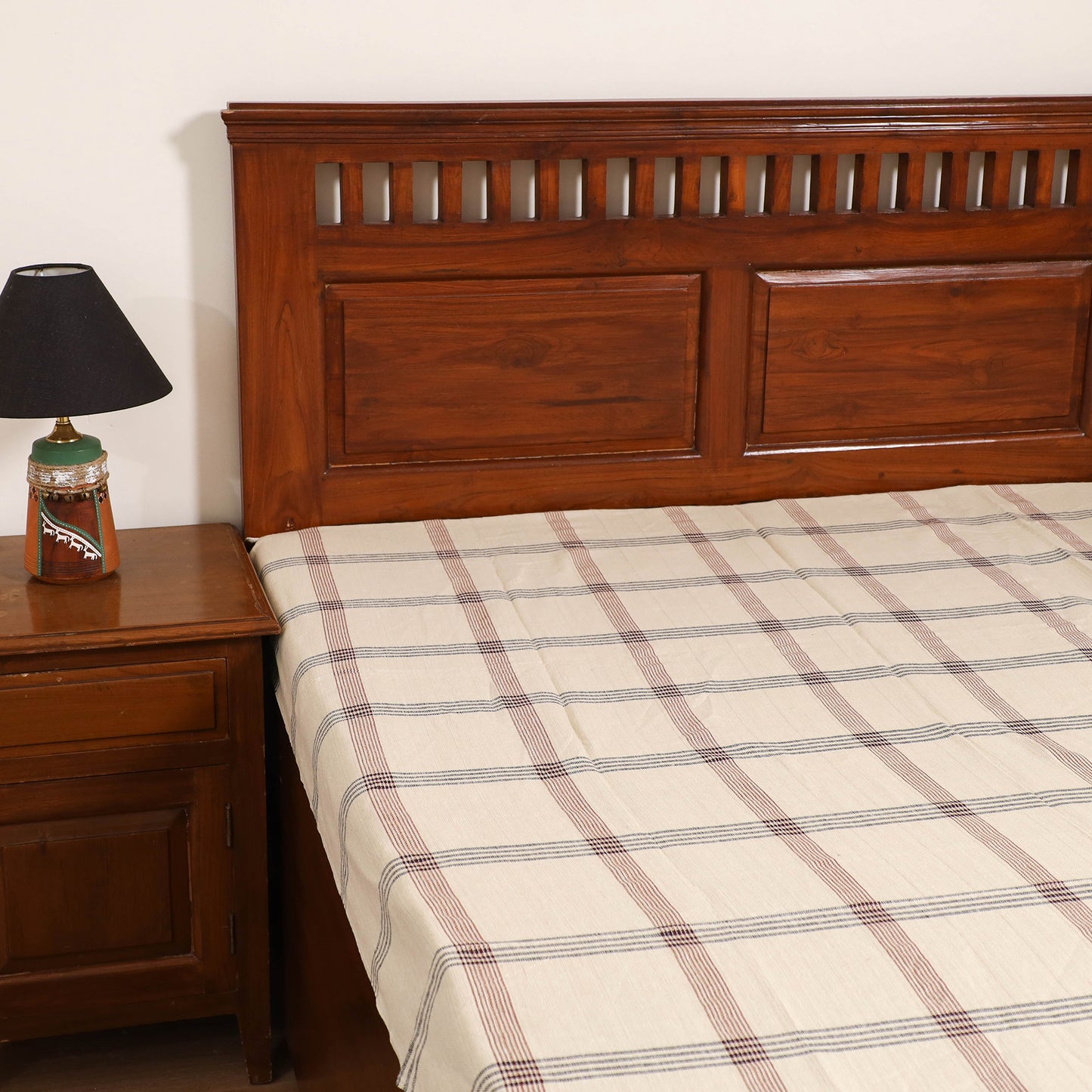 Handloom Cotton Single Bedsheet (90 x 60 in) 338