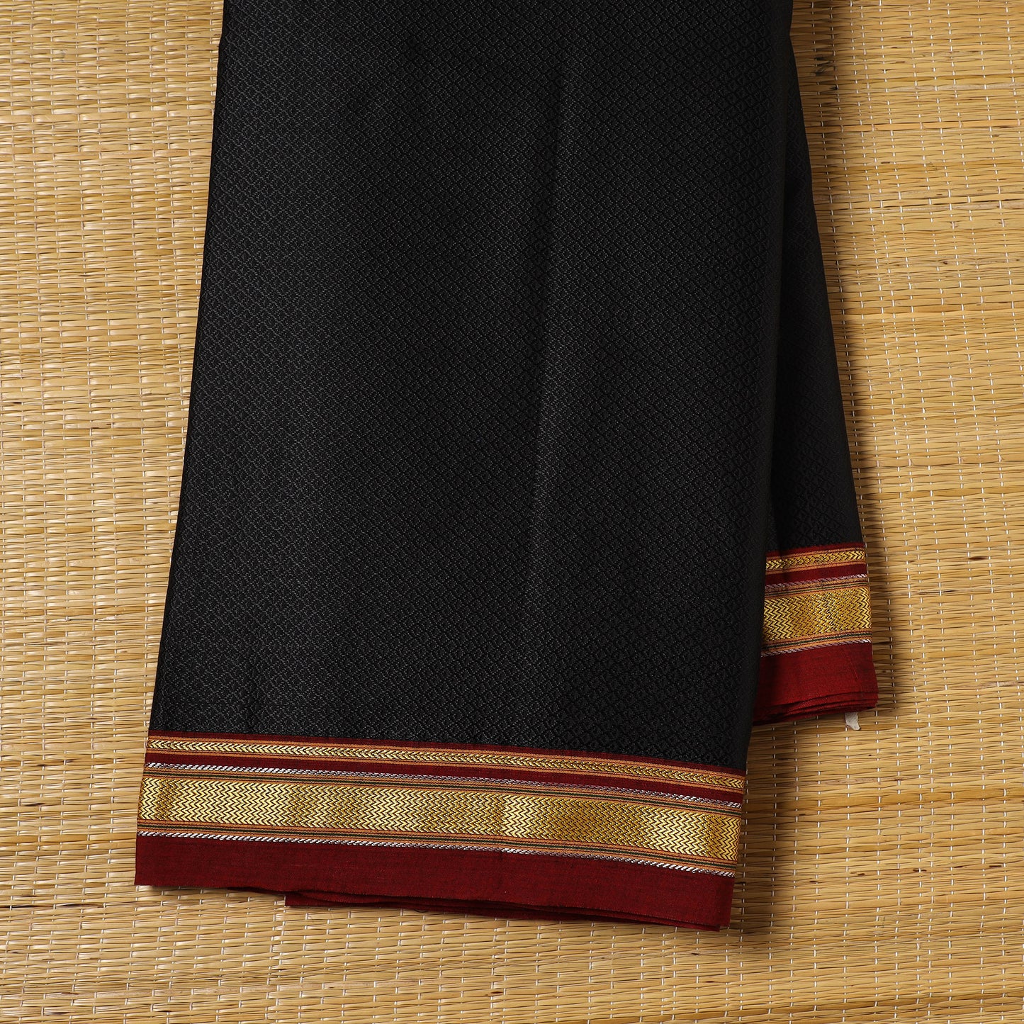 Black - Karnataka Weave Cotton Khun Fabric 02