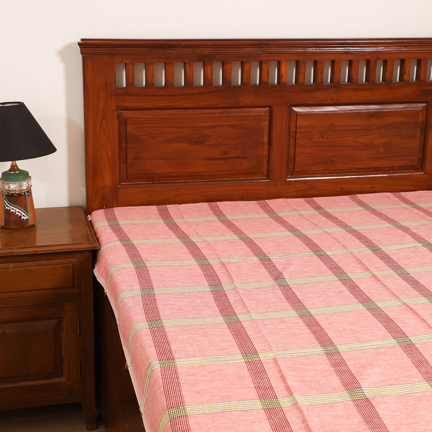 Handloom Cotton Single Bedsheet (90 x 60 in) 344