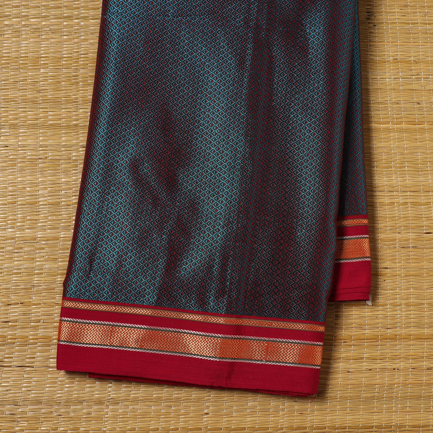 Blue - Karnataka Weave Cotton Khun Fabric 07