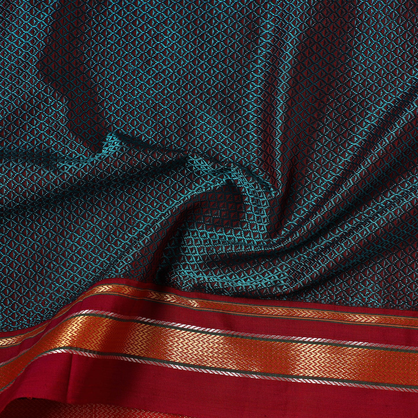 Blue - Karnataka Weave Cotton Khun Fabric 07