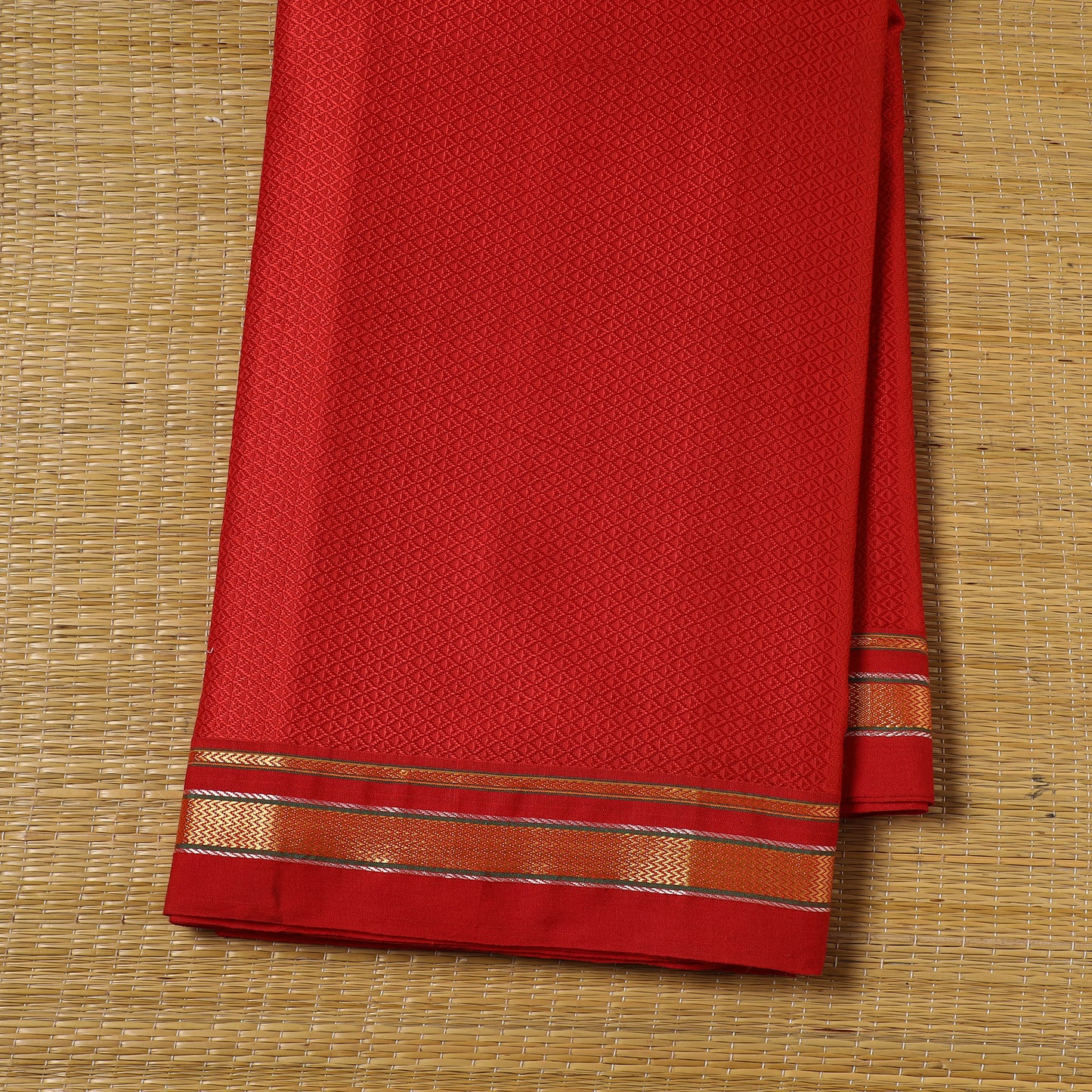 Red - Karnataka Weave Cotton Khun Fabric 08