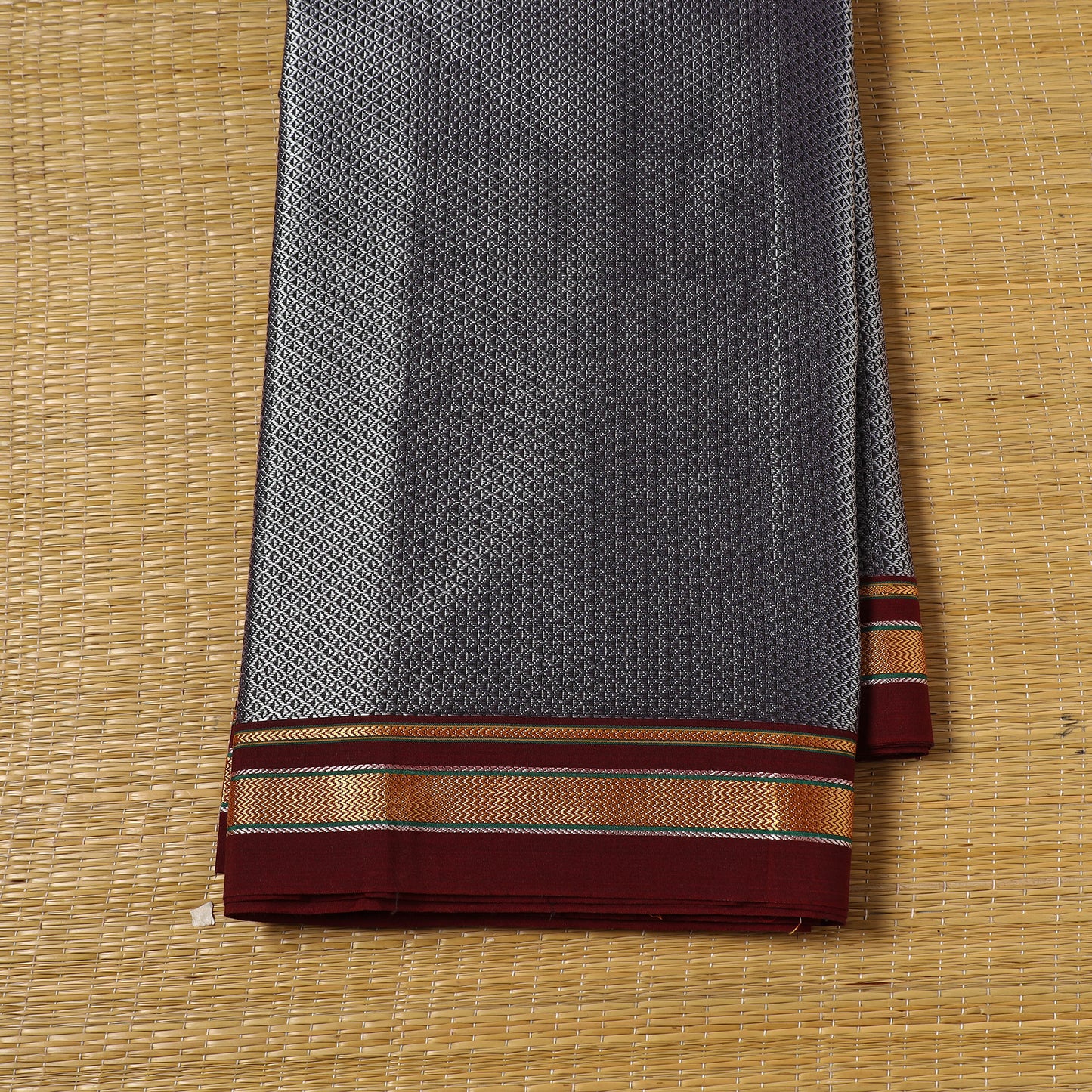 Grey - Gray - Karnataka Weave Cotton Khun Fabric 10