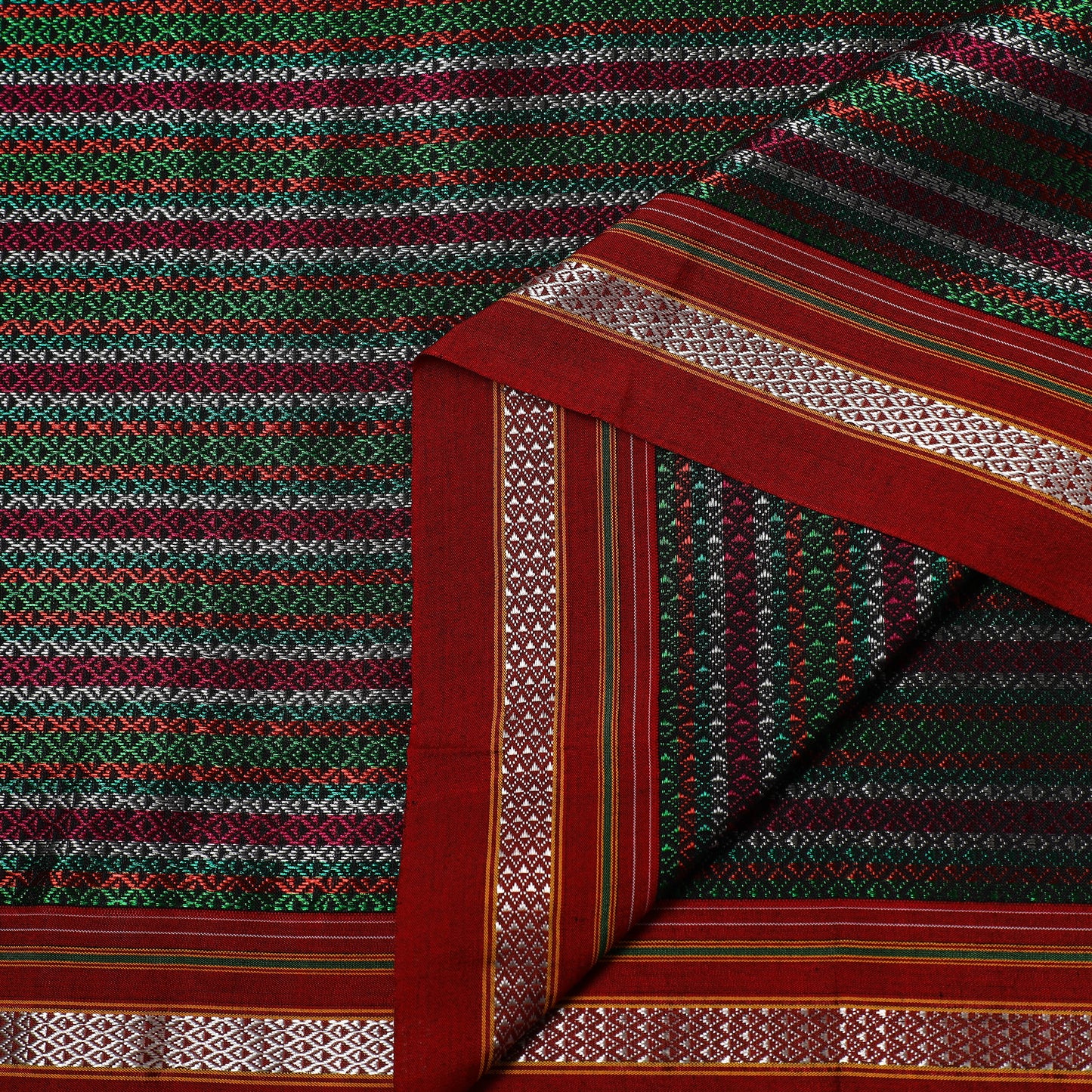 Multicolor - Karnataka Weave Cotton Khun Fabric 11