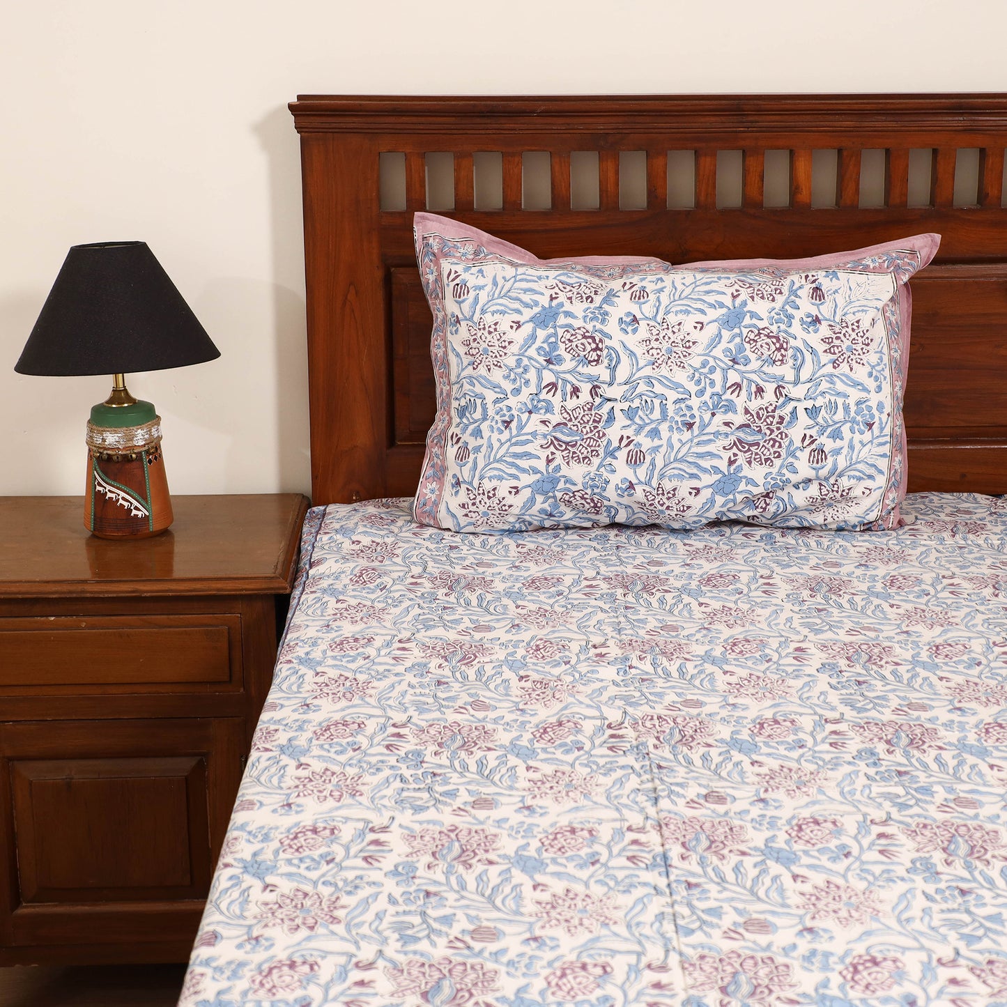 Sanganeri Hand Block Print Cotton Double Bedsheet Set (108 x 90 in) 02