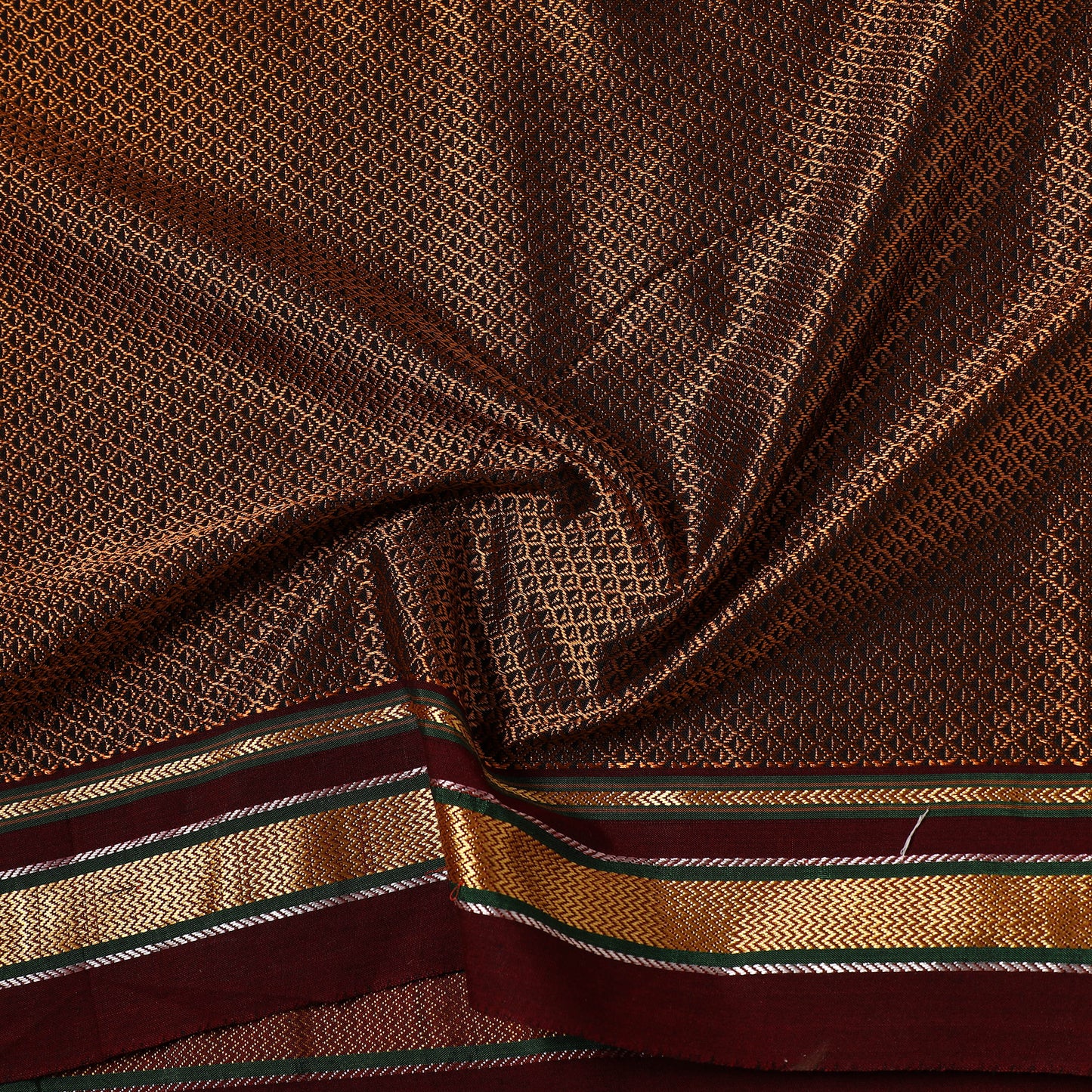 Brown - Karnataka Weave Cotton Khun Fabric 13