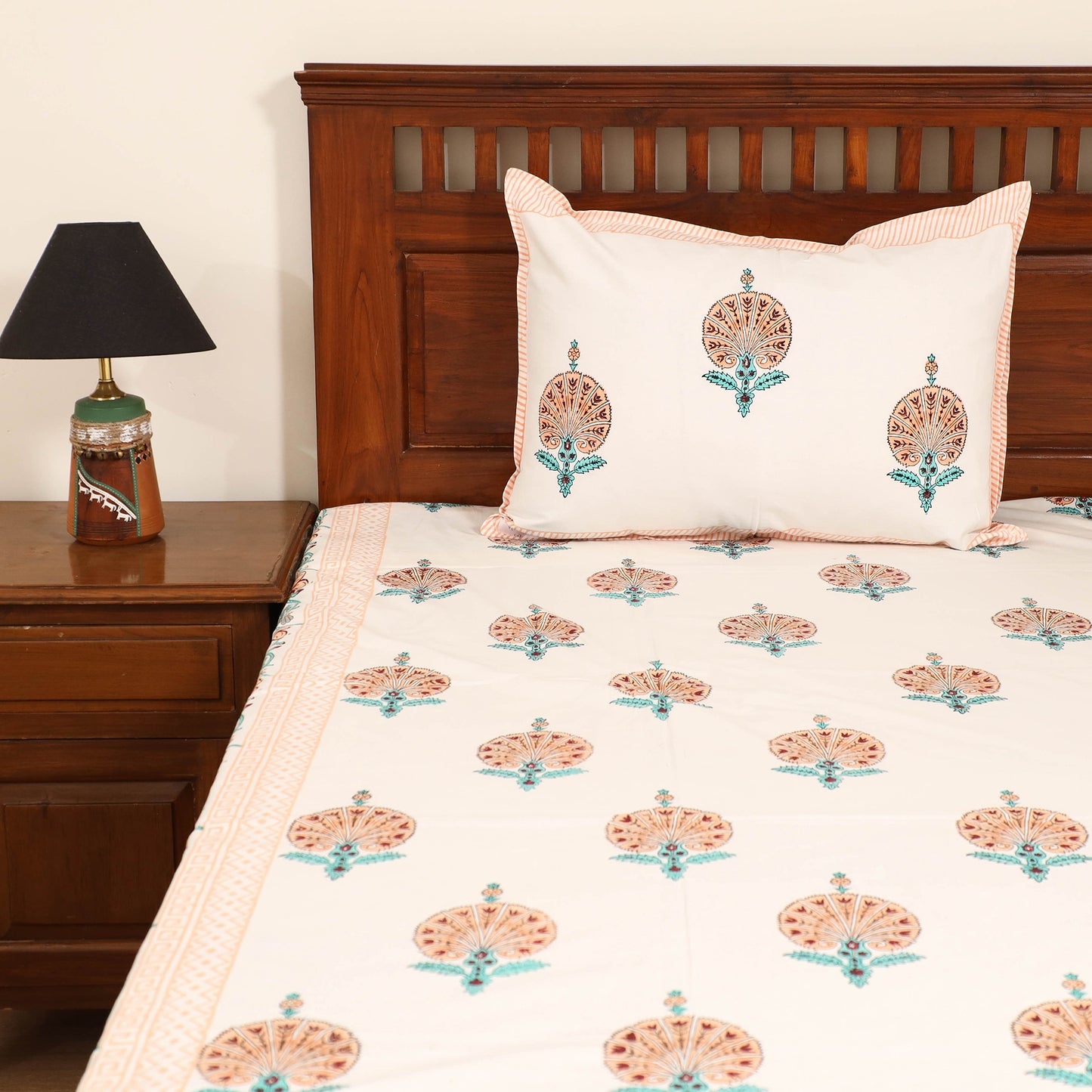 Sanganeri Hand Block Print Cotton Double Bedsheet Set (108 x 90 in) 06