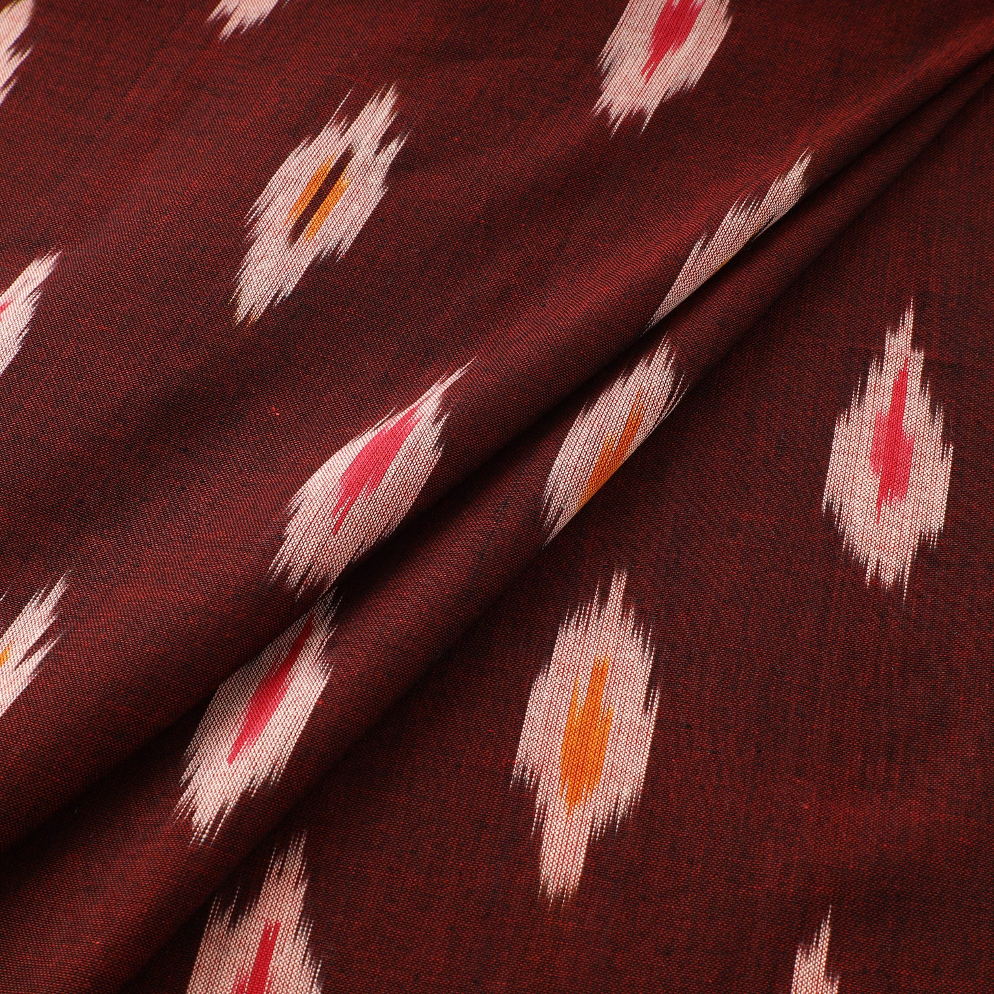 Brown - Pochampally Ikat Weave Cotton Fabric 05