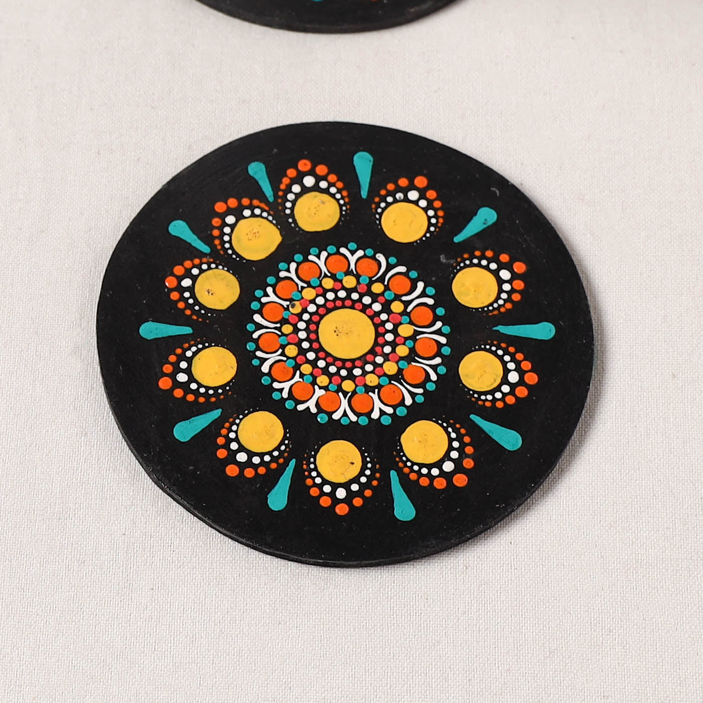 Multicolor - Handpainted Mandala Art Wooden Coasters (Set of 6) 03