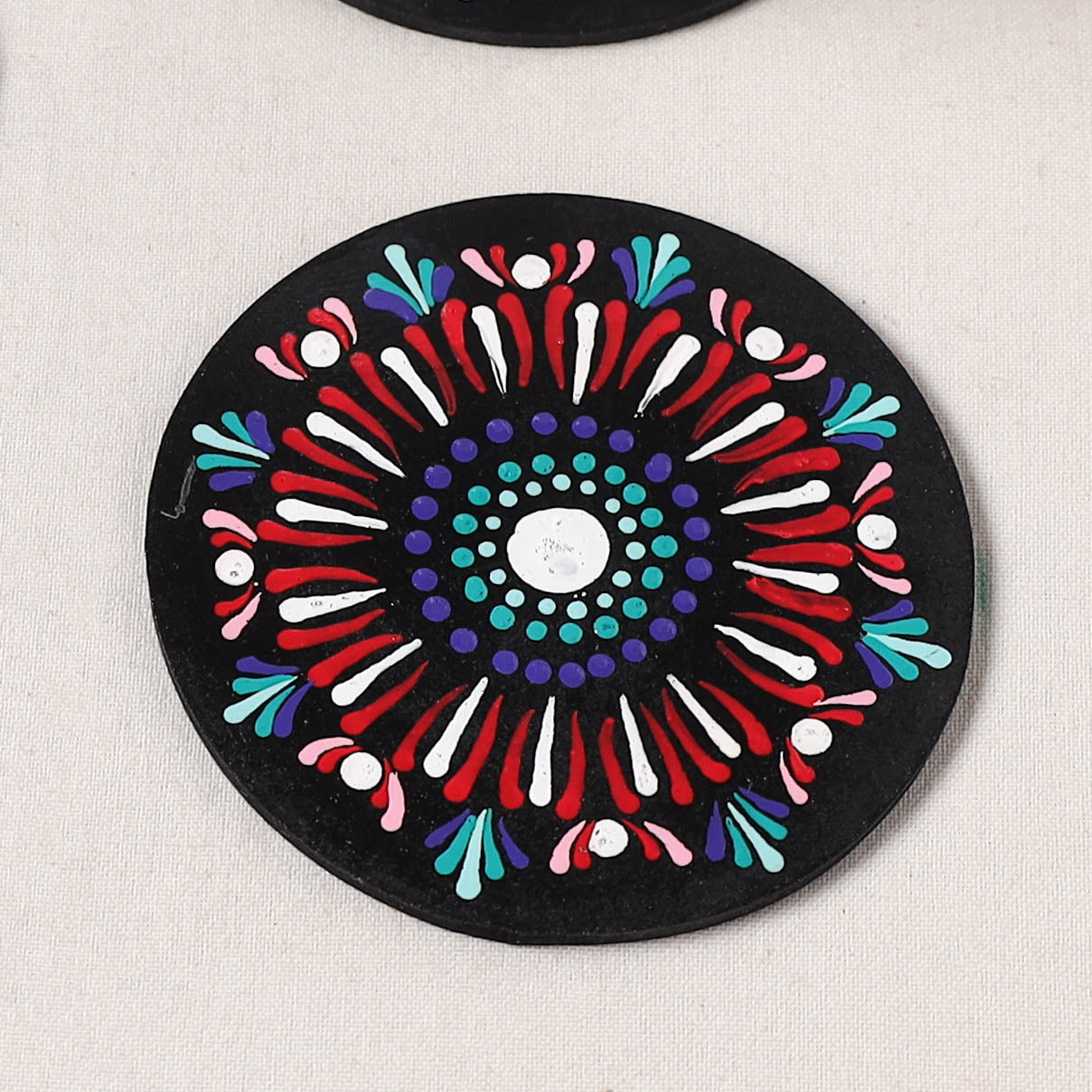 Multicolor - Handpainted Mandala Art Wooden Coasters (Set of 6) 05
