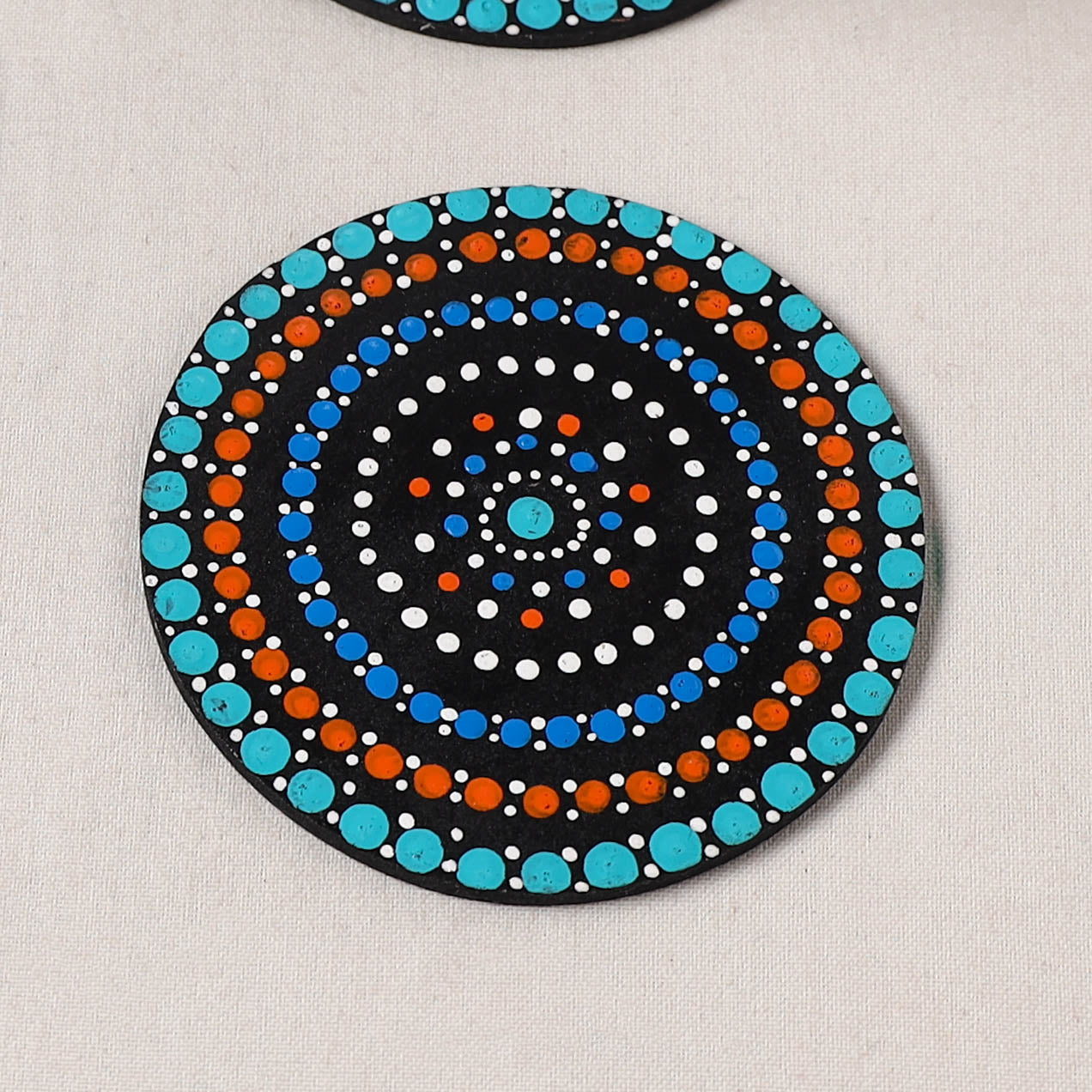 Multicolor - Handpainted Mandala Art Wooden Coasters (Set of 6) 08