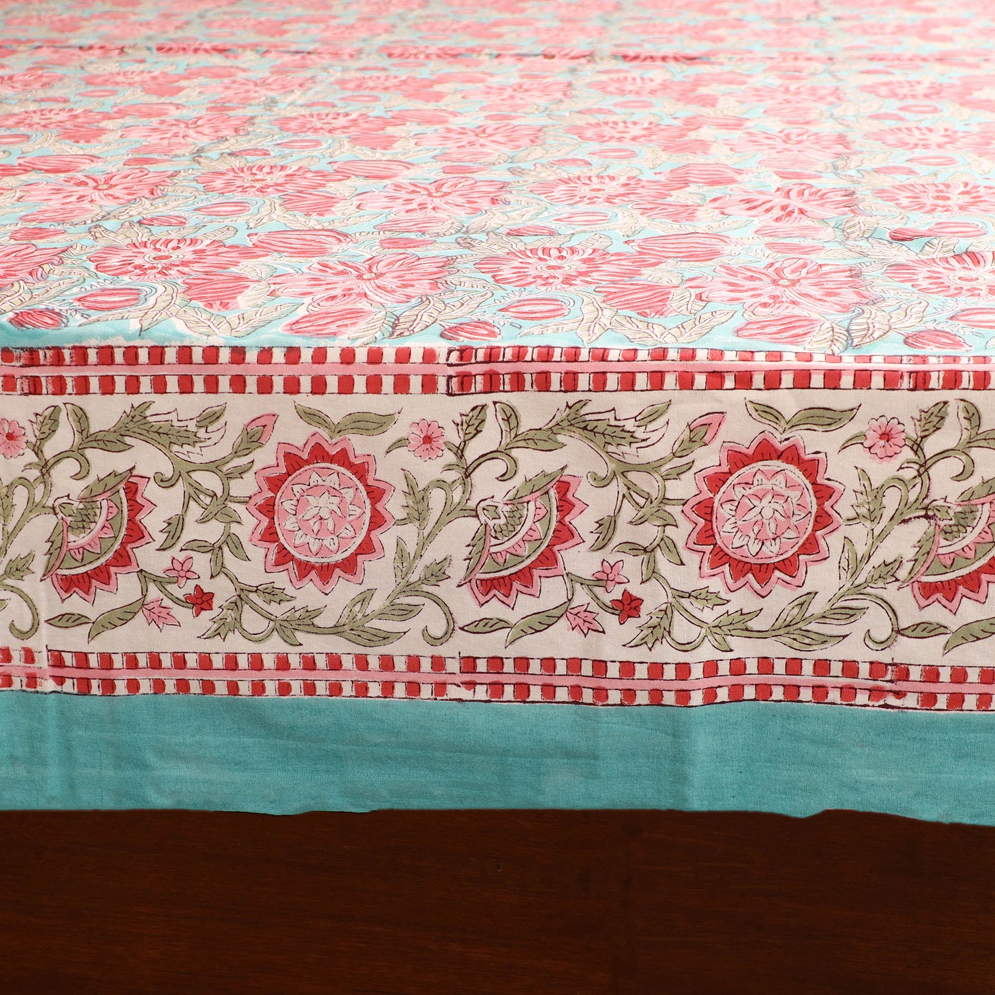 Sanganeri Hand Block Print Cotton Double Bedsheet Set (108 x 90 in) 09
