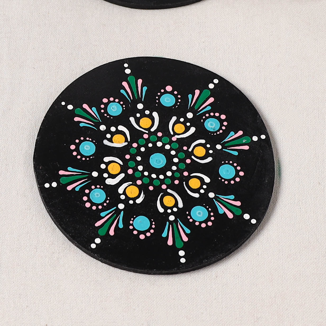 Blue - Handpainted Mandala Art Wooden Coasters (Set of 6) 13