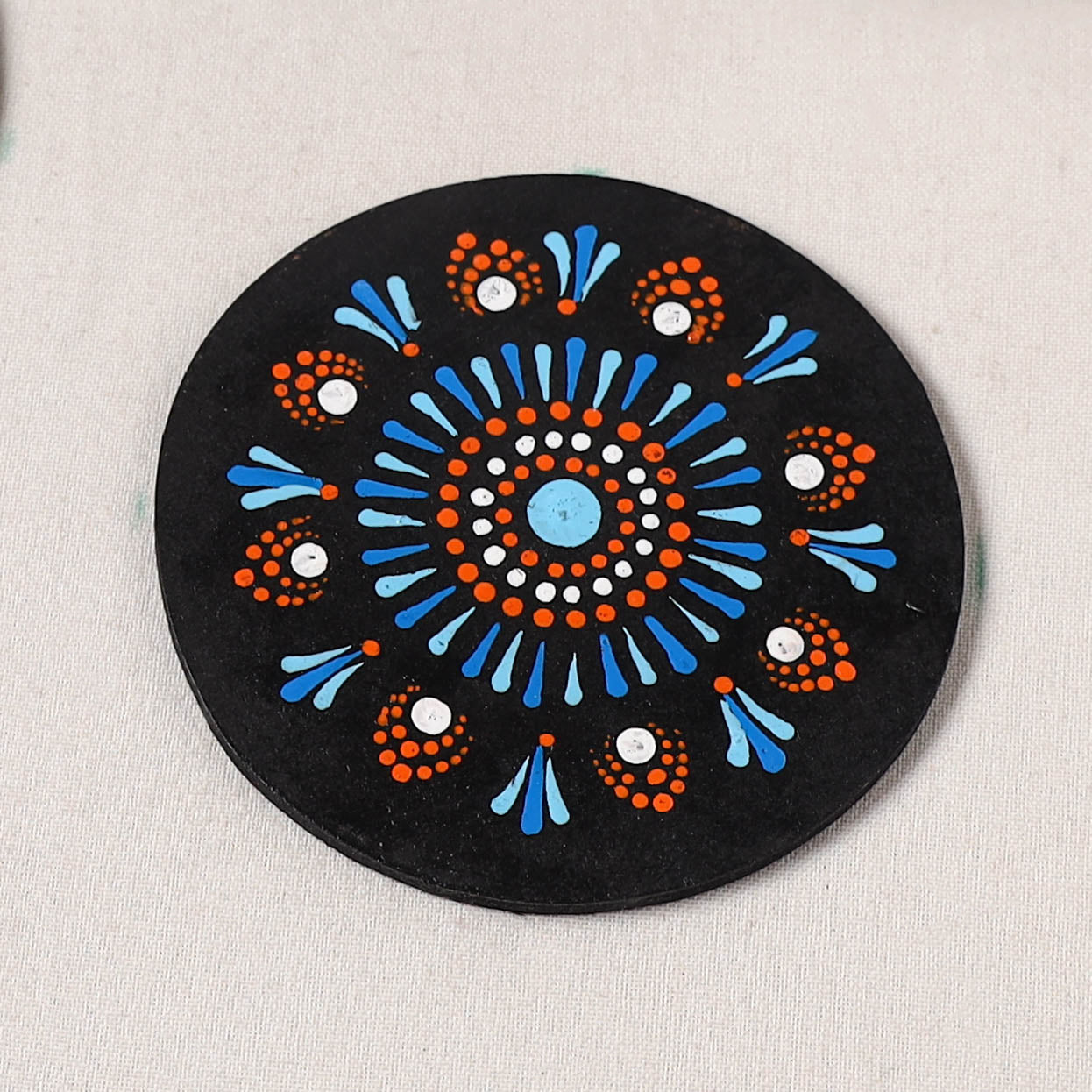 Blue - Handpainted Mandala Art Wooden Coasters (Set of 6) 16