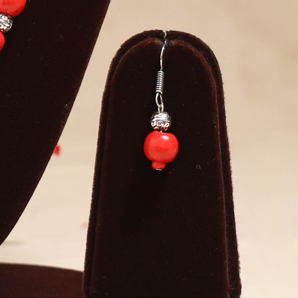 Red - Handmade Wooden Beads GS Necklace Set 01