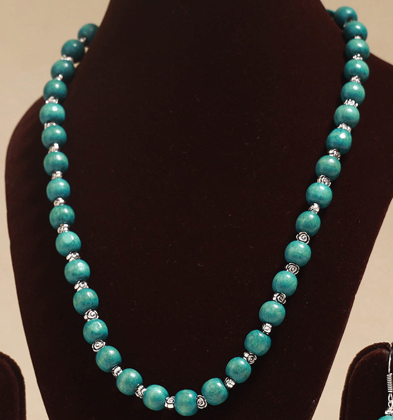 Green - Handmade Wooden Beads GS Necklace Set 02