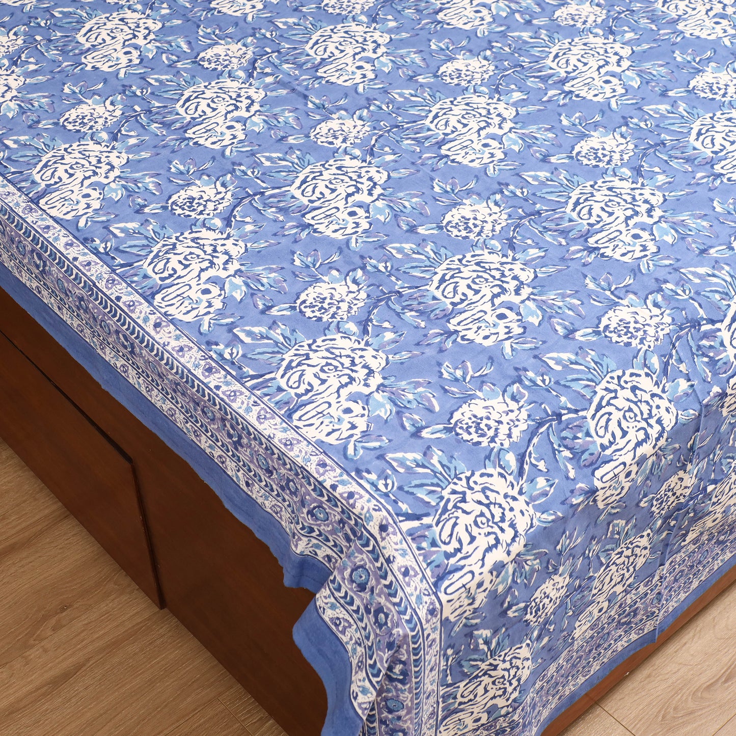 Sanganeri Hand Block Print Cotton Double Bedsheet Set (108 x 90 in) 23