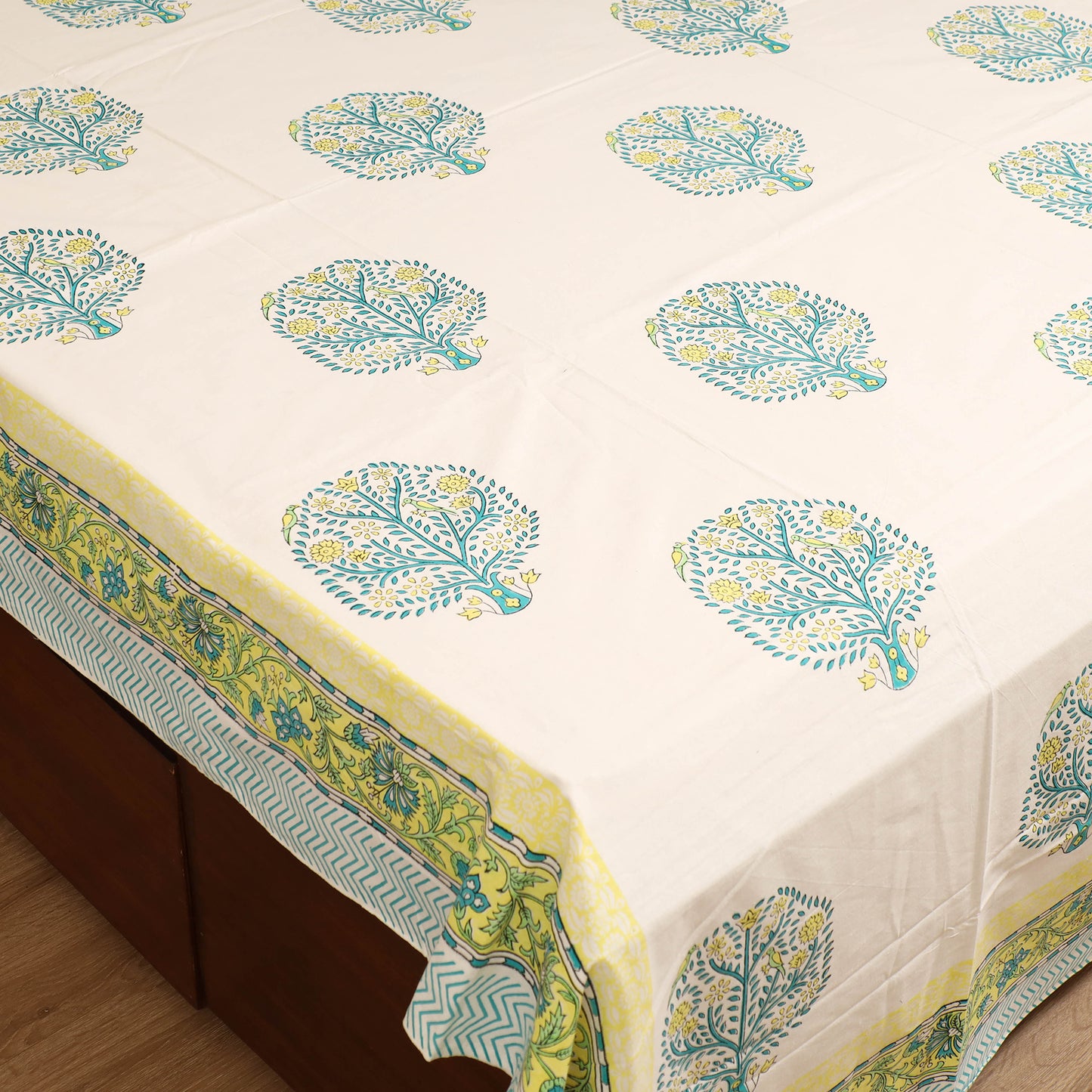 Sanganeri Hand Block Print Cotton Double Bedsheet Set (108 x 90 in) 29