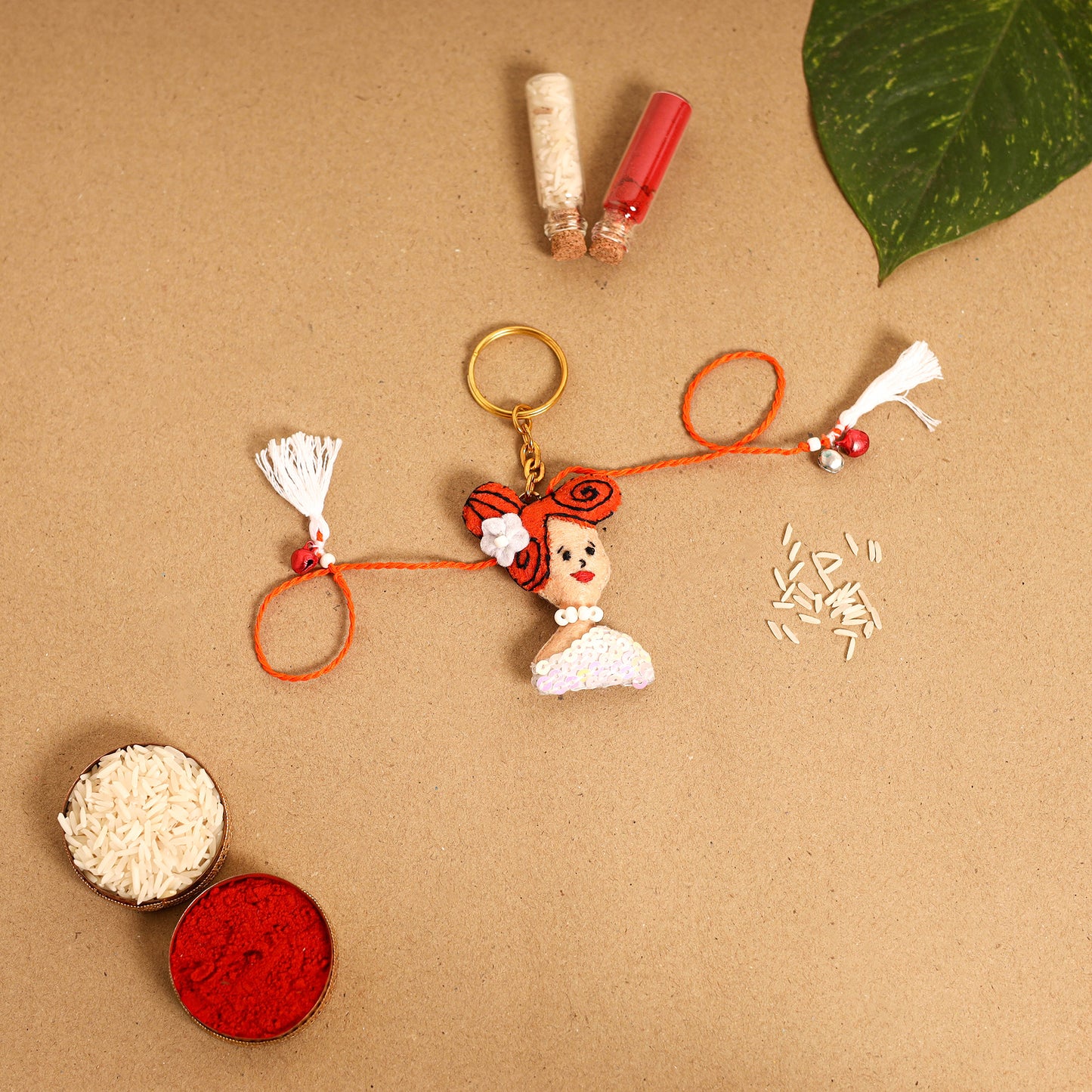 Fred & Wilma - Hand Embroidered & Felt Work Rakhi & Lumba Set