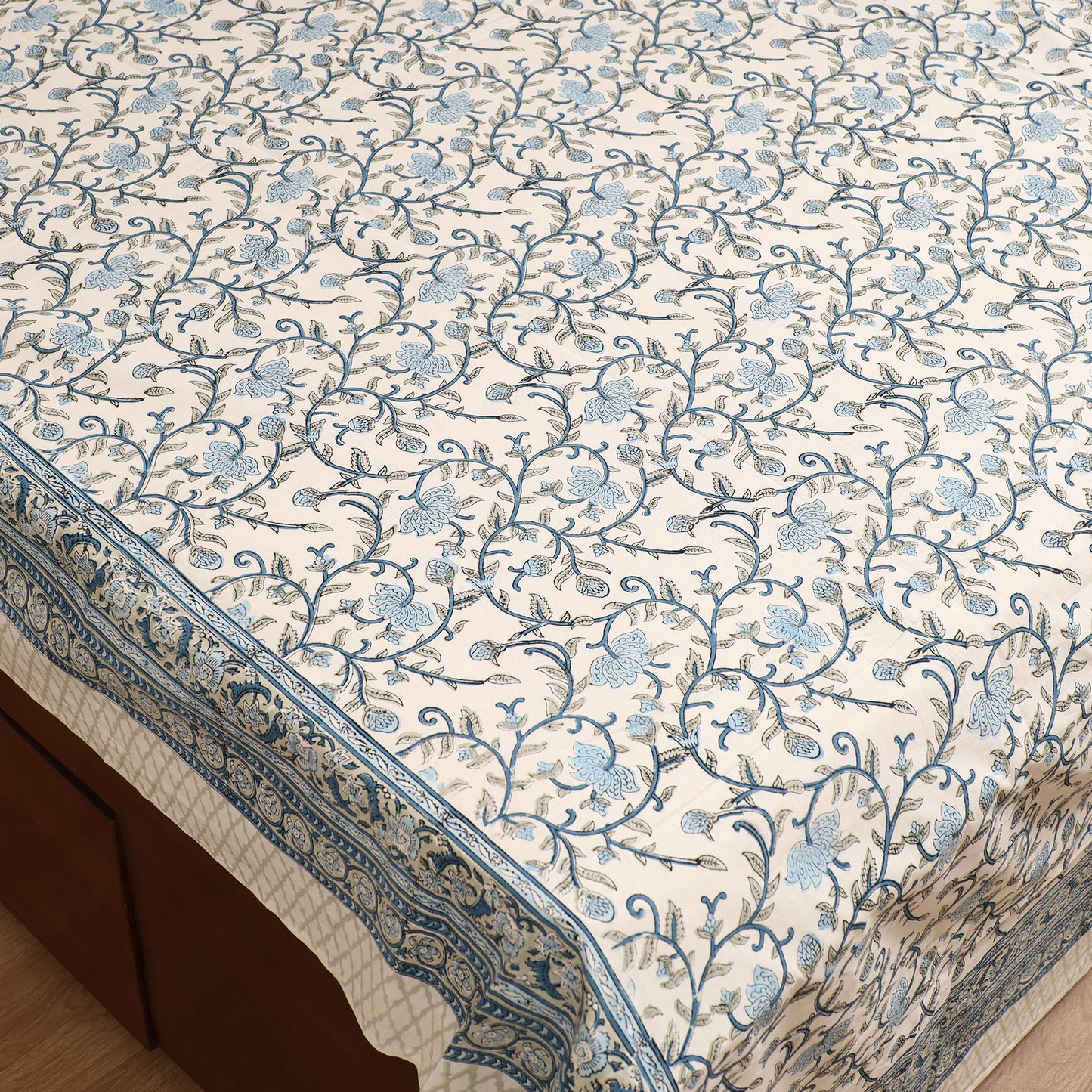Sanganeri Hand Block Print Cotton Double Bedsheet Set (108 x 90 in) 36