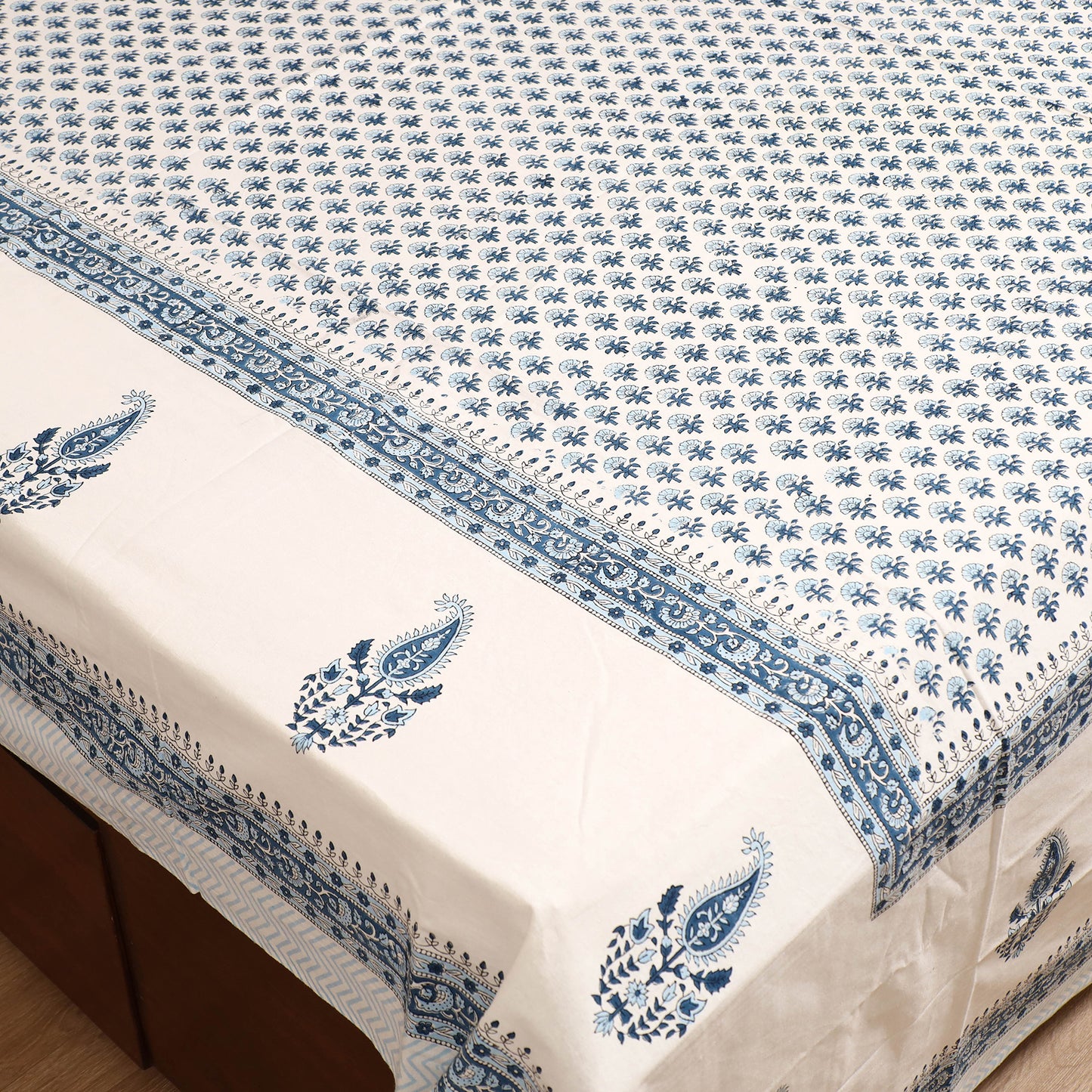 Sanganeri Hand Block Print Cotton Double Bedsheet Set (108 x 90 in) 37